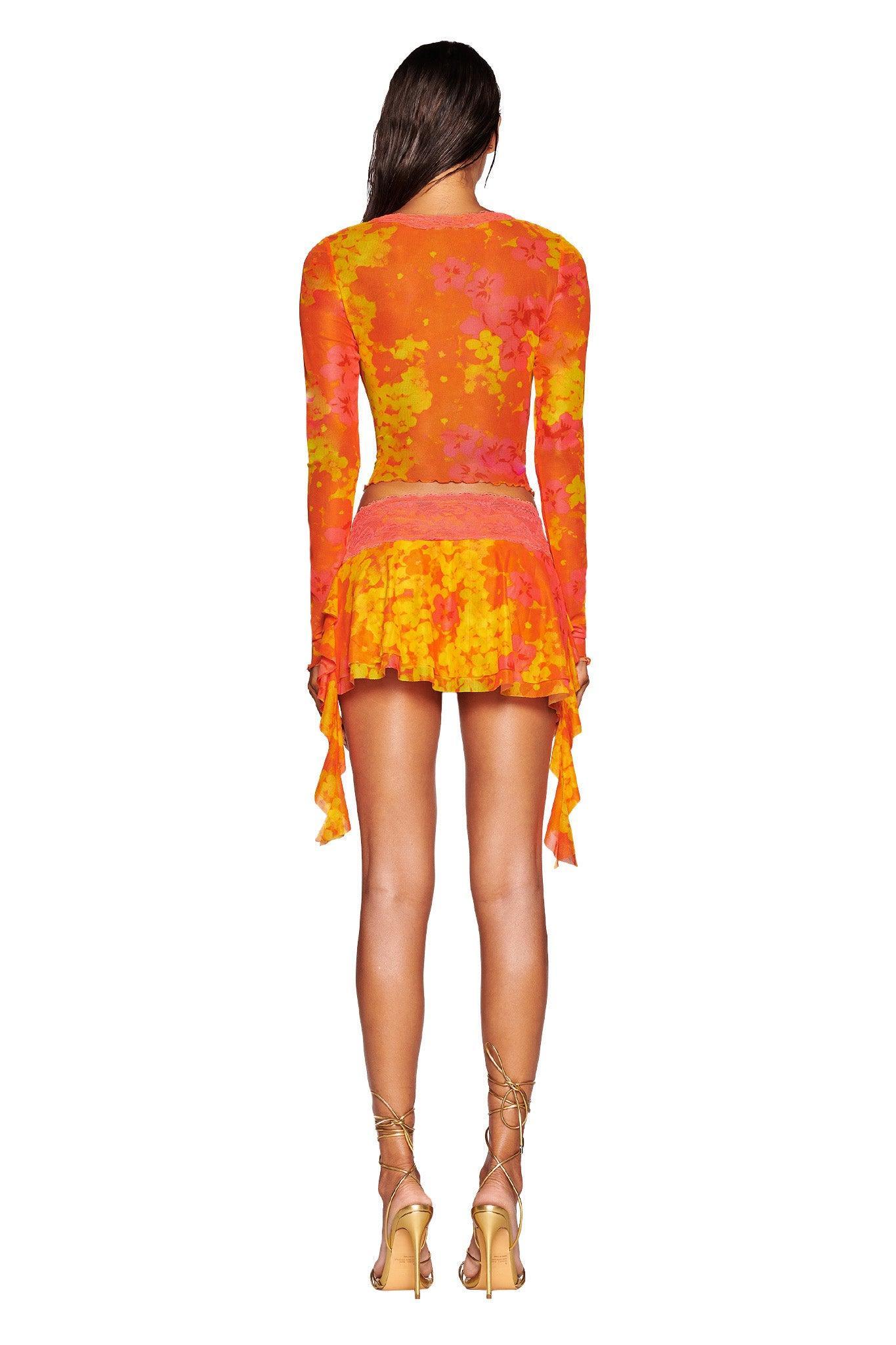 TASHI TOP - ORANGE : NEON FLORAL Product Image