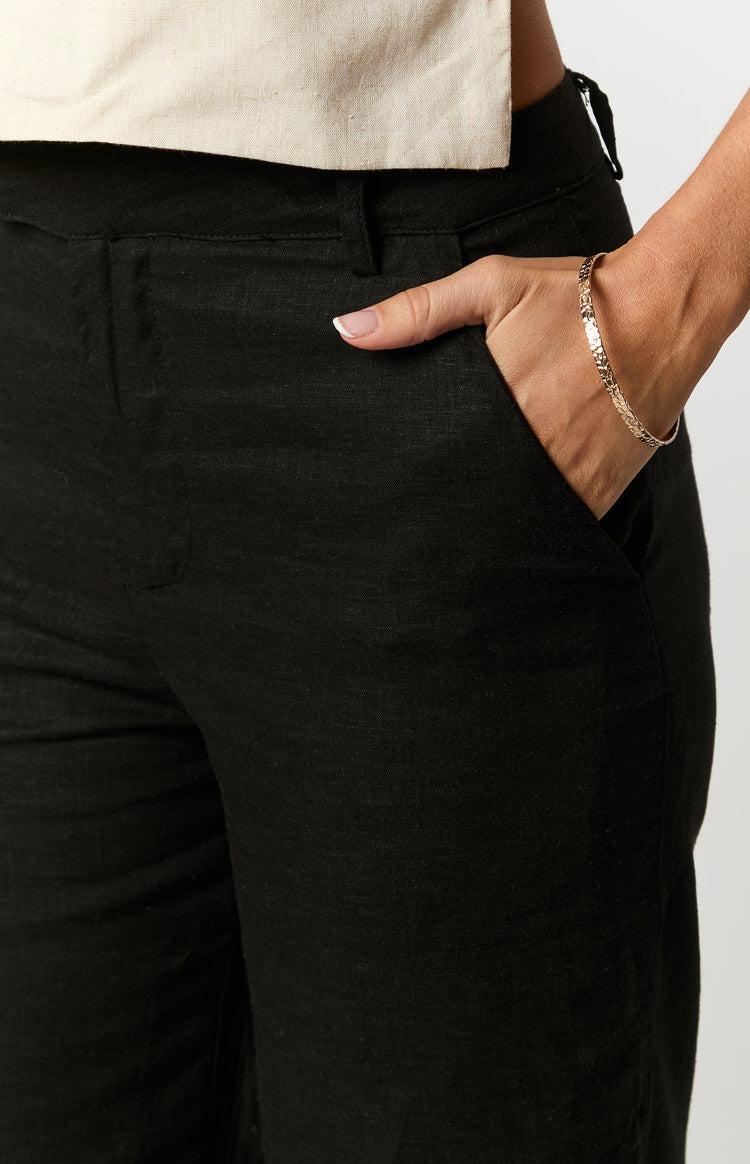 Cabo Black Linen Blend Pants Product Image