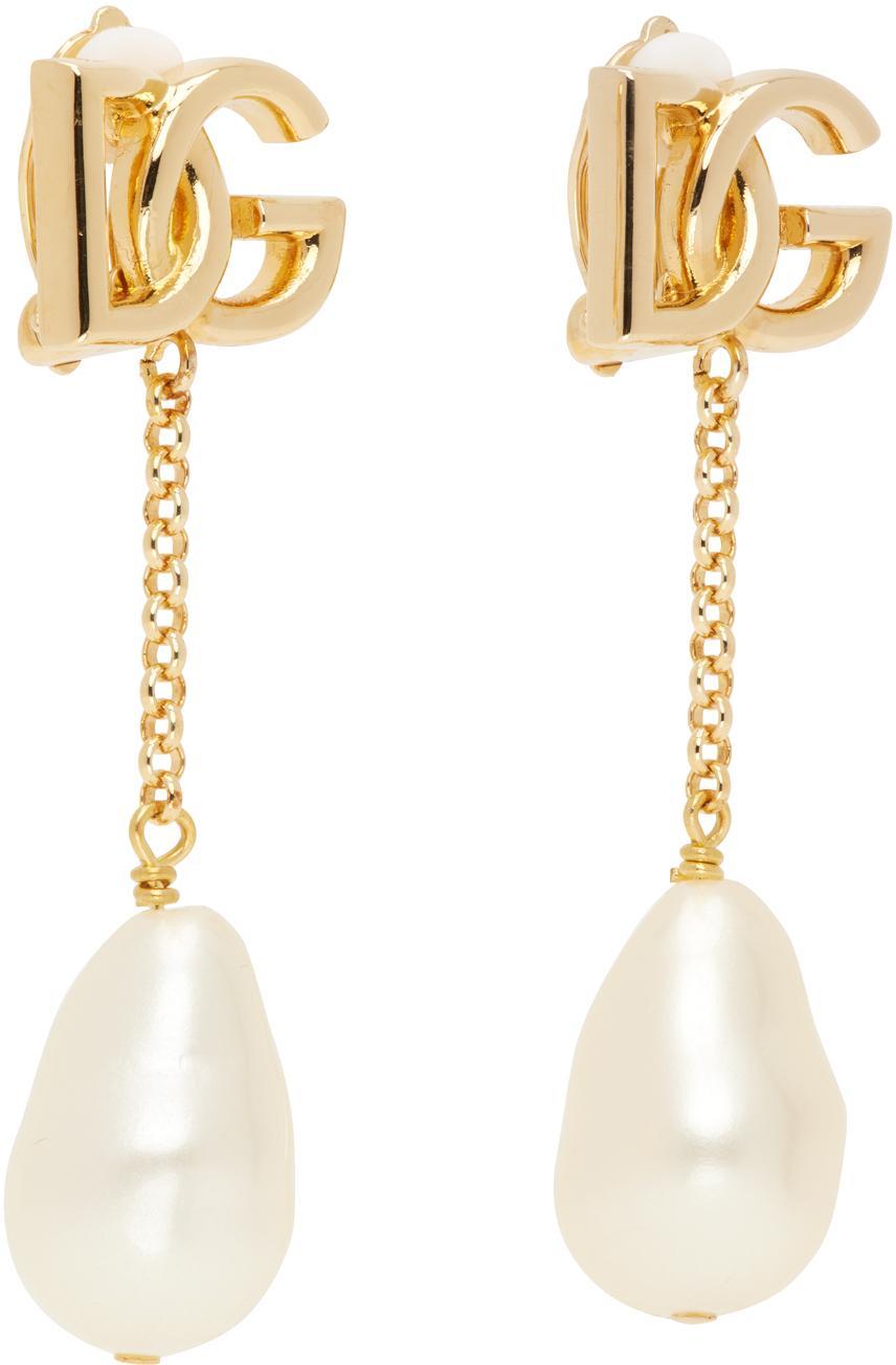 DOLCE & GABBANA Logo Drop Earrings In Gold Product Image