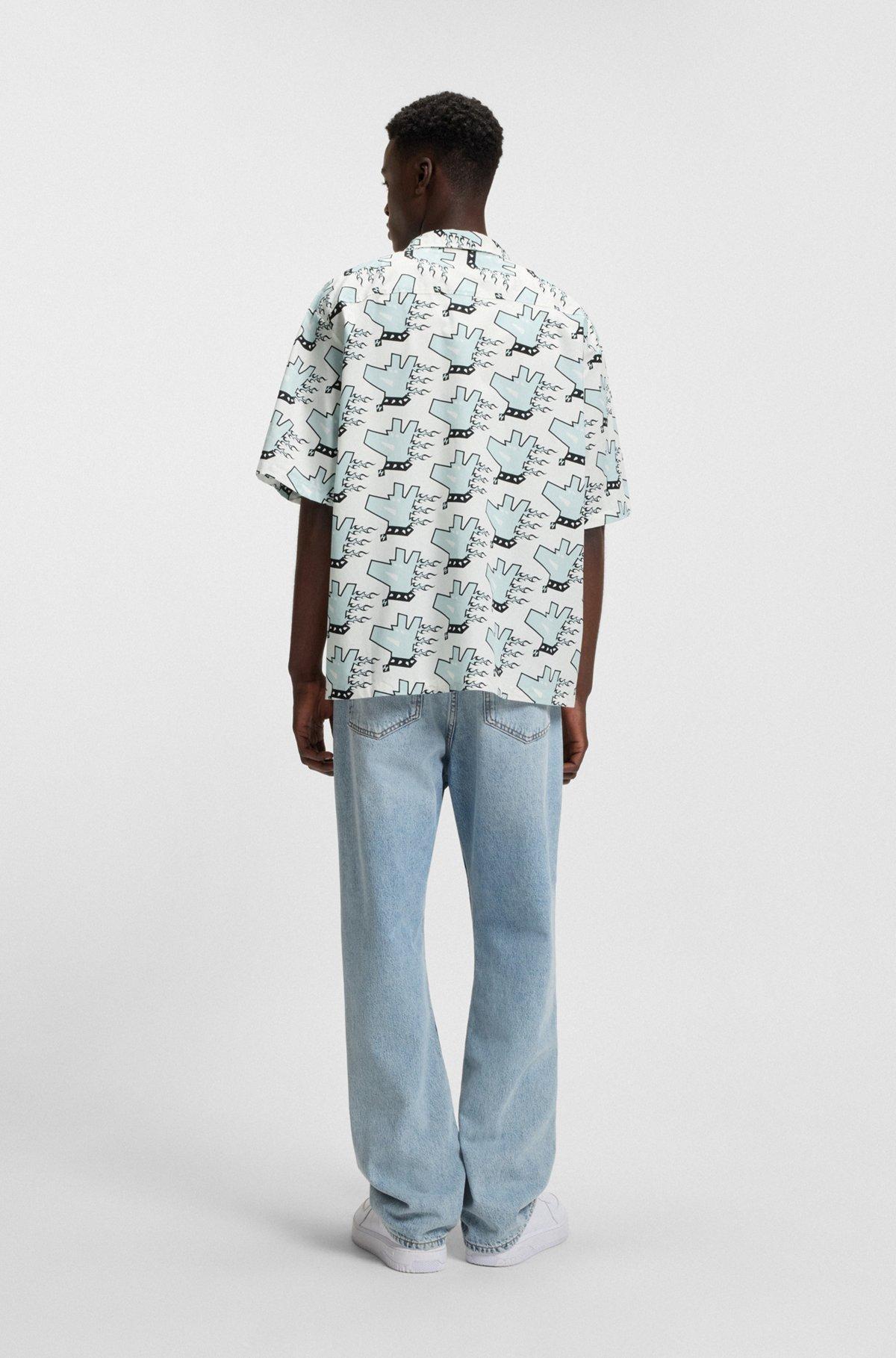 Relaxed-fit shirt in printed cotton poplin Product Image