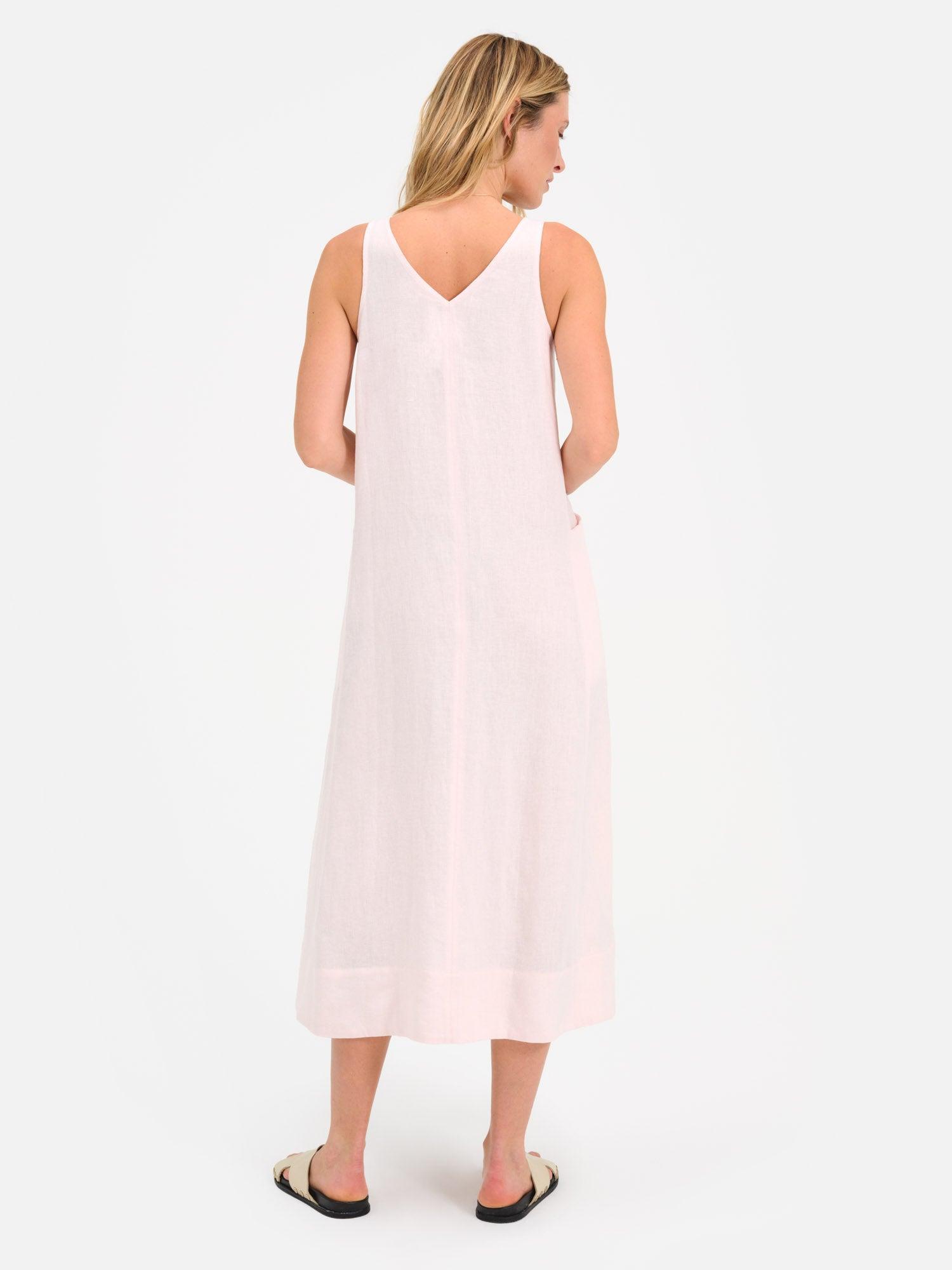 Organic Linen Button Front Dress Female Product Image