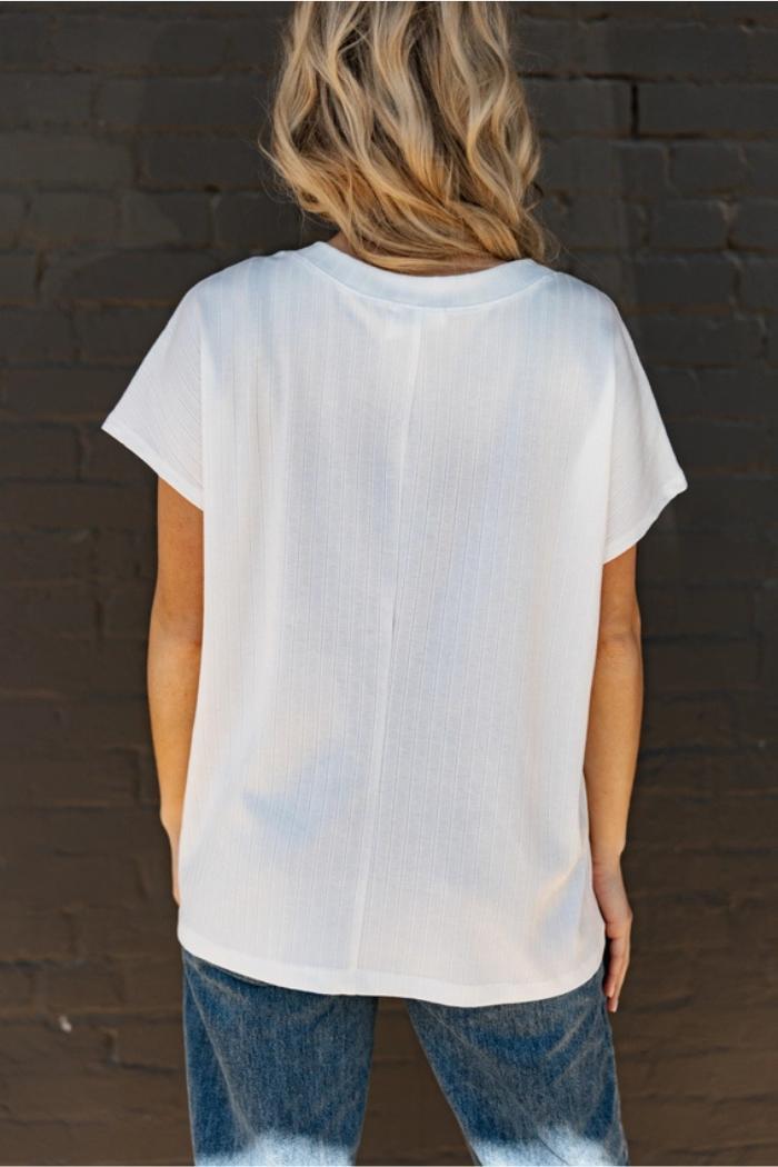 Plus Size Casual Thick Ribbed V Neck Top Product Image