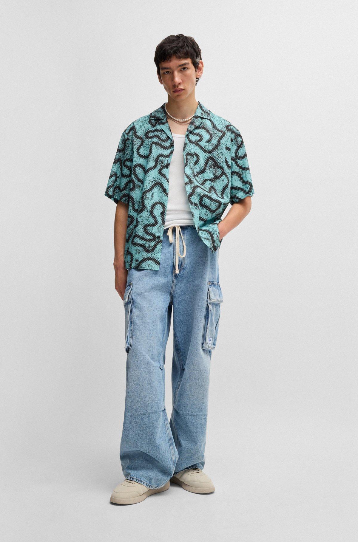 Relaxed-fit shirt in printed cotton poplin Product Image