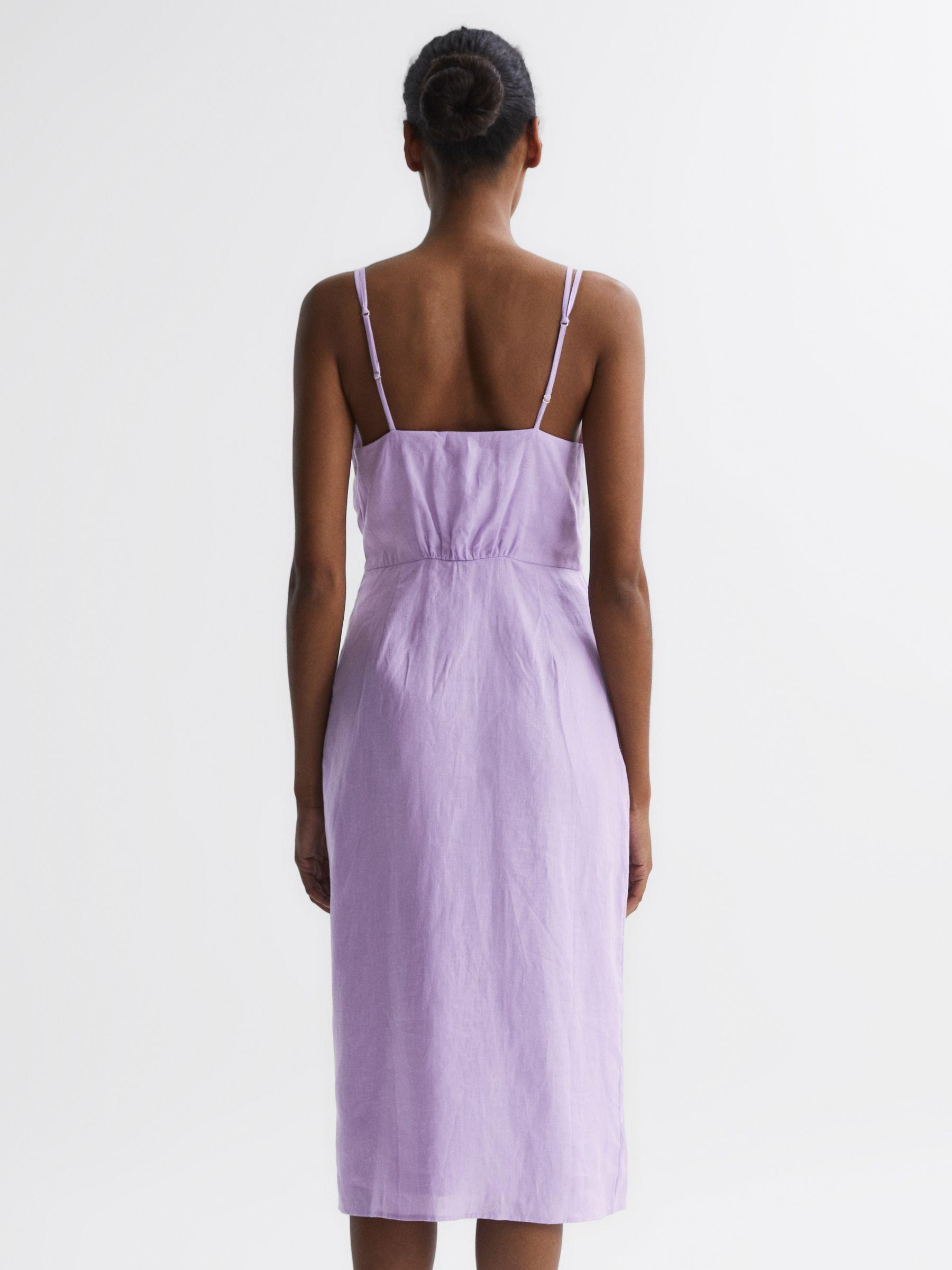 Linen Side Tie Midi Dress in Lilac Product Image
