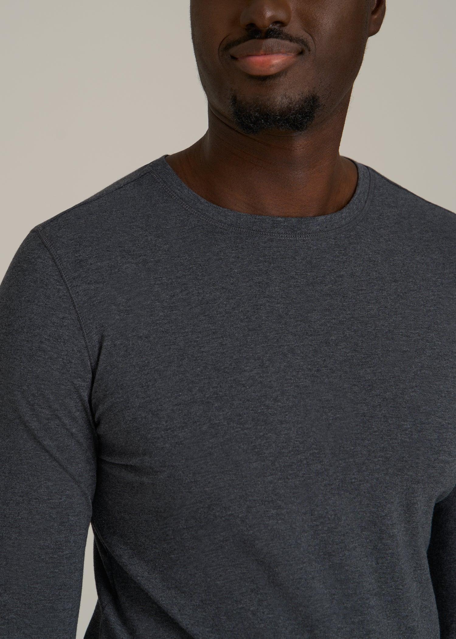 The Essential SLIM-FIT Long Sleeve Tee for Tall Men in Charcoal Mix Male Product Image