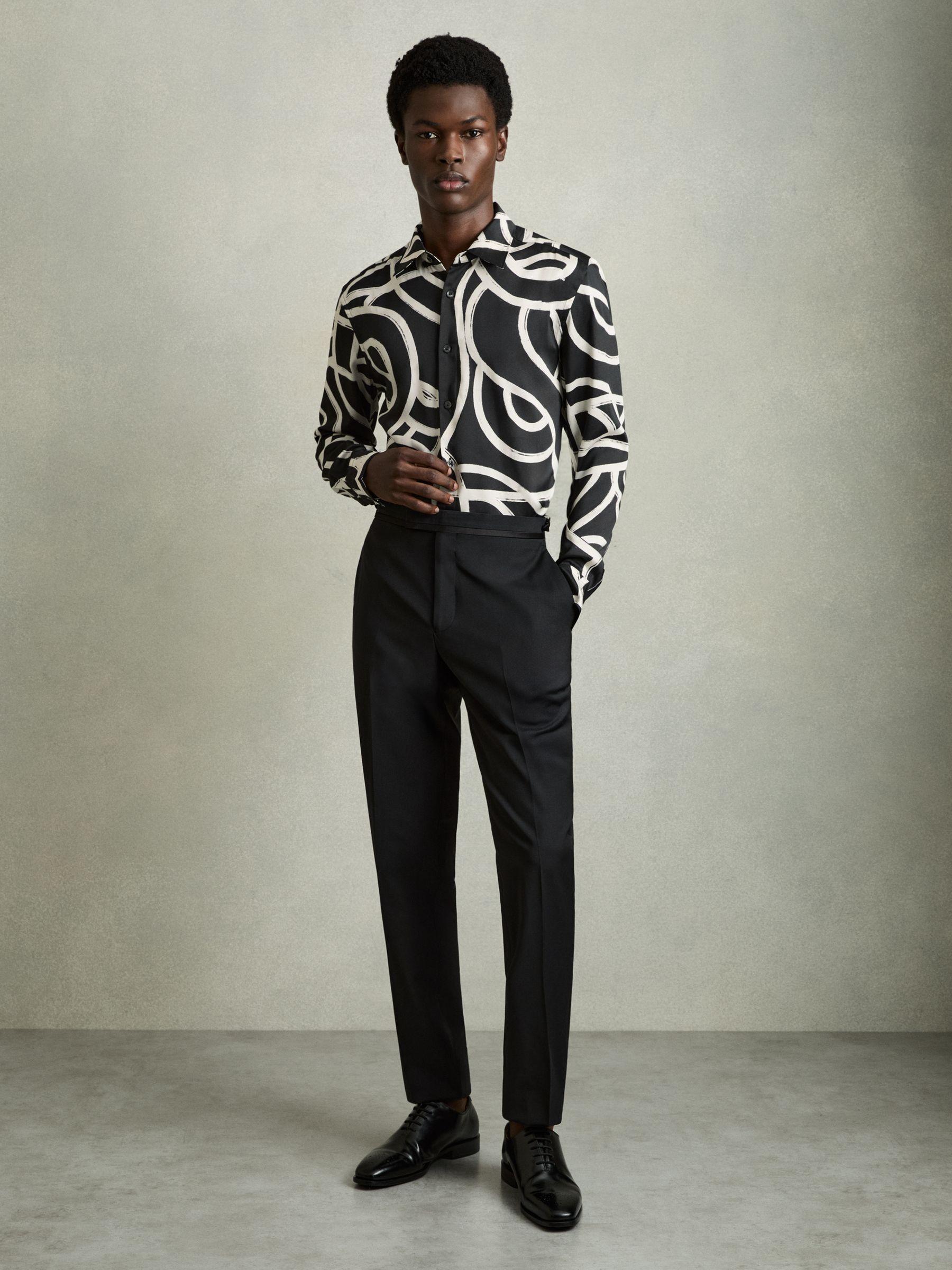 Abstract Painted Print Shirt in Black/White Product Image