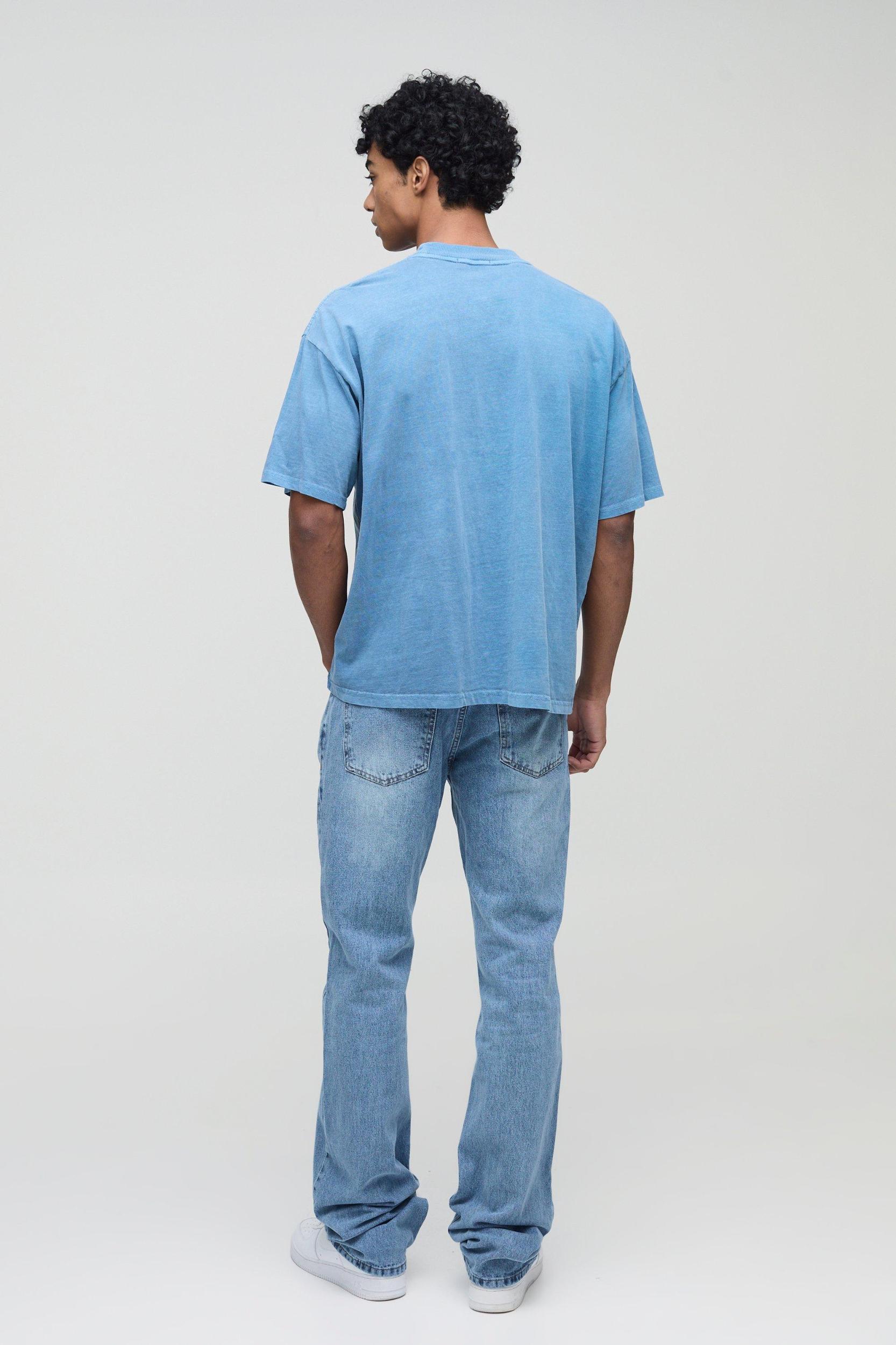 Slim Flared Stacked Washed Jeans | boohooMAN USA Product Image
