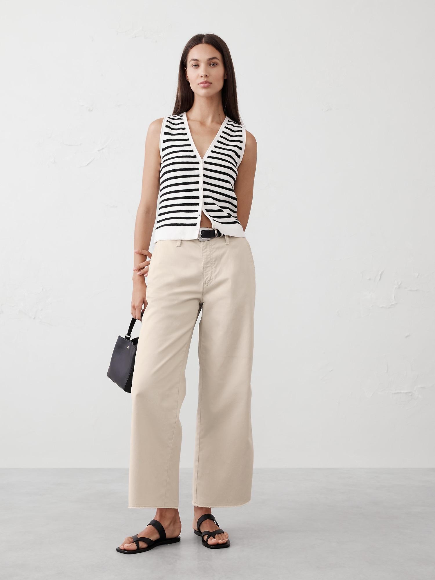 Wide-Leg High-Rise Cropped Chino Product Image