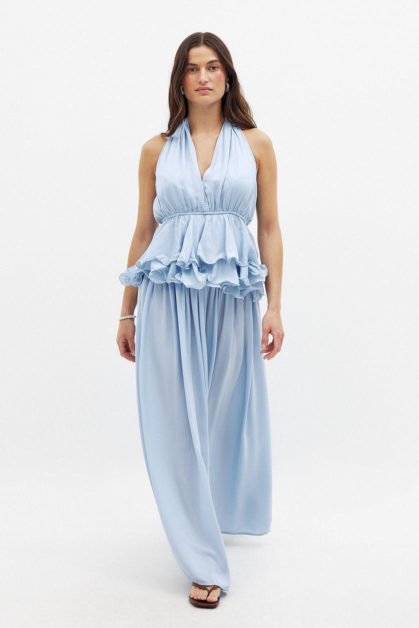 V Neck Ruffle Hem Top Product Image