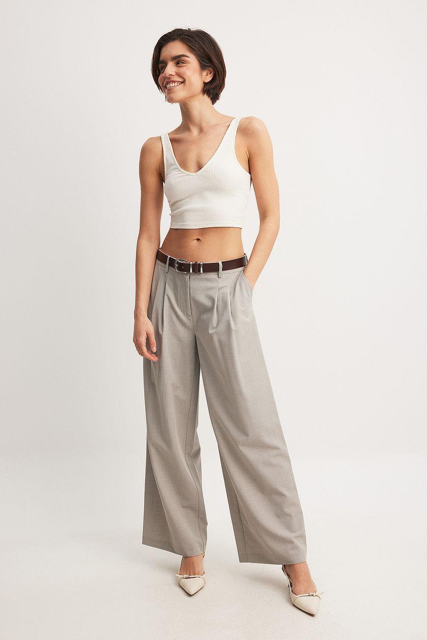 Organic V-Neck Rib Crop Top Product Image