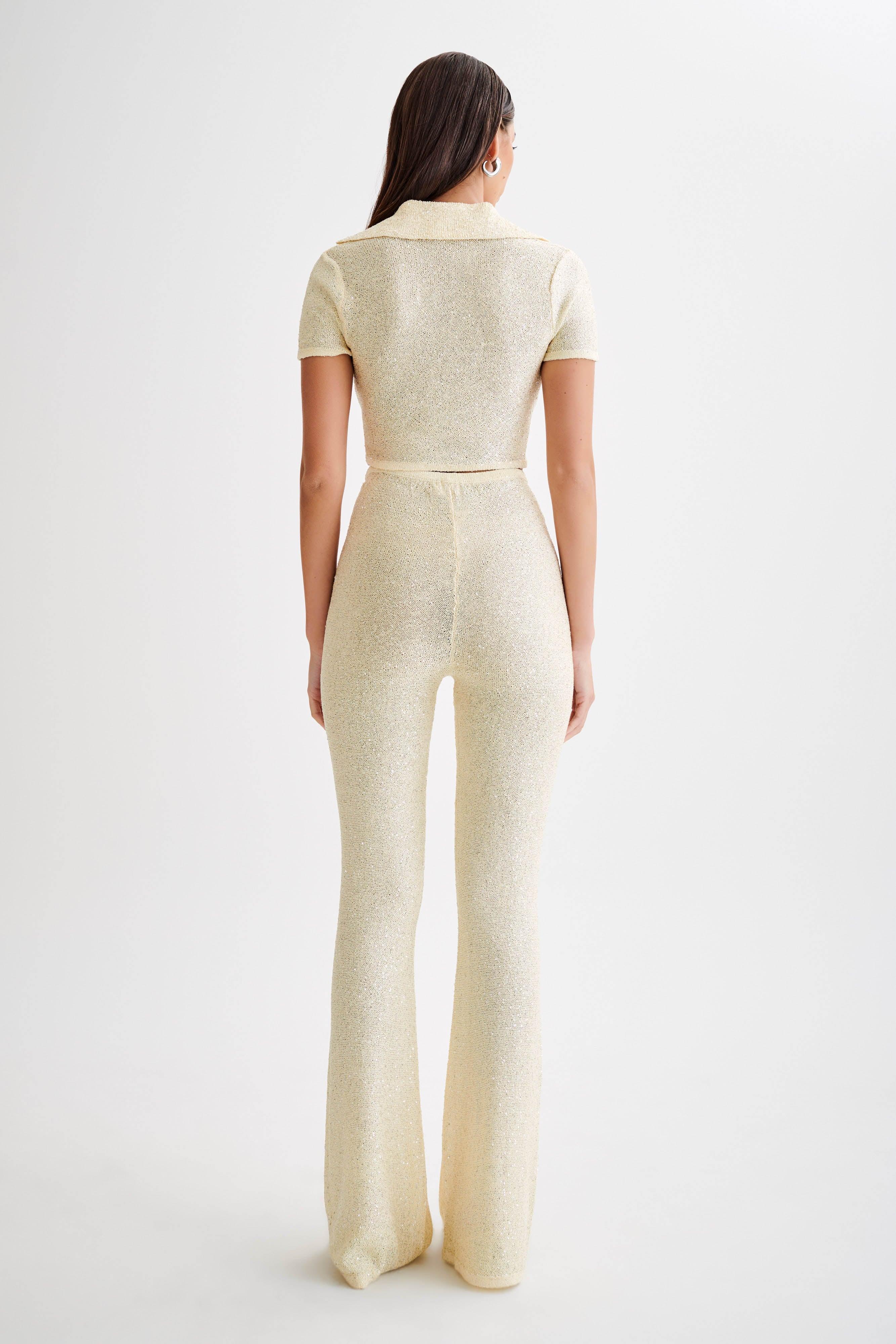 Huntley Sequin Knit Pants - Lemon Product Image