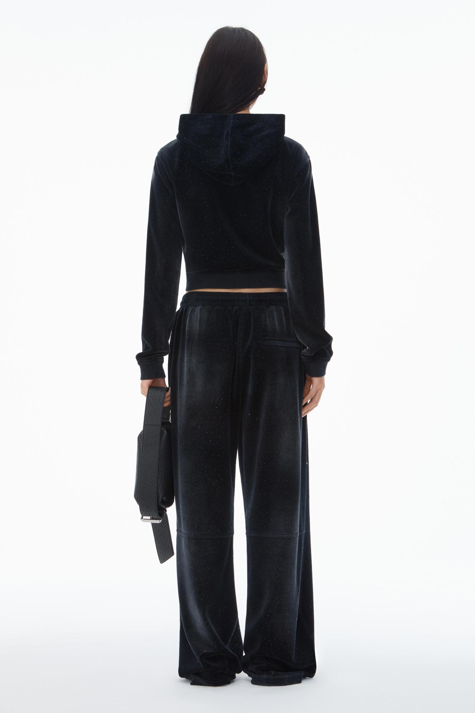 Sweatpant With Clear Bead Hotfix In Crushed Velour Product Image