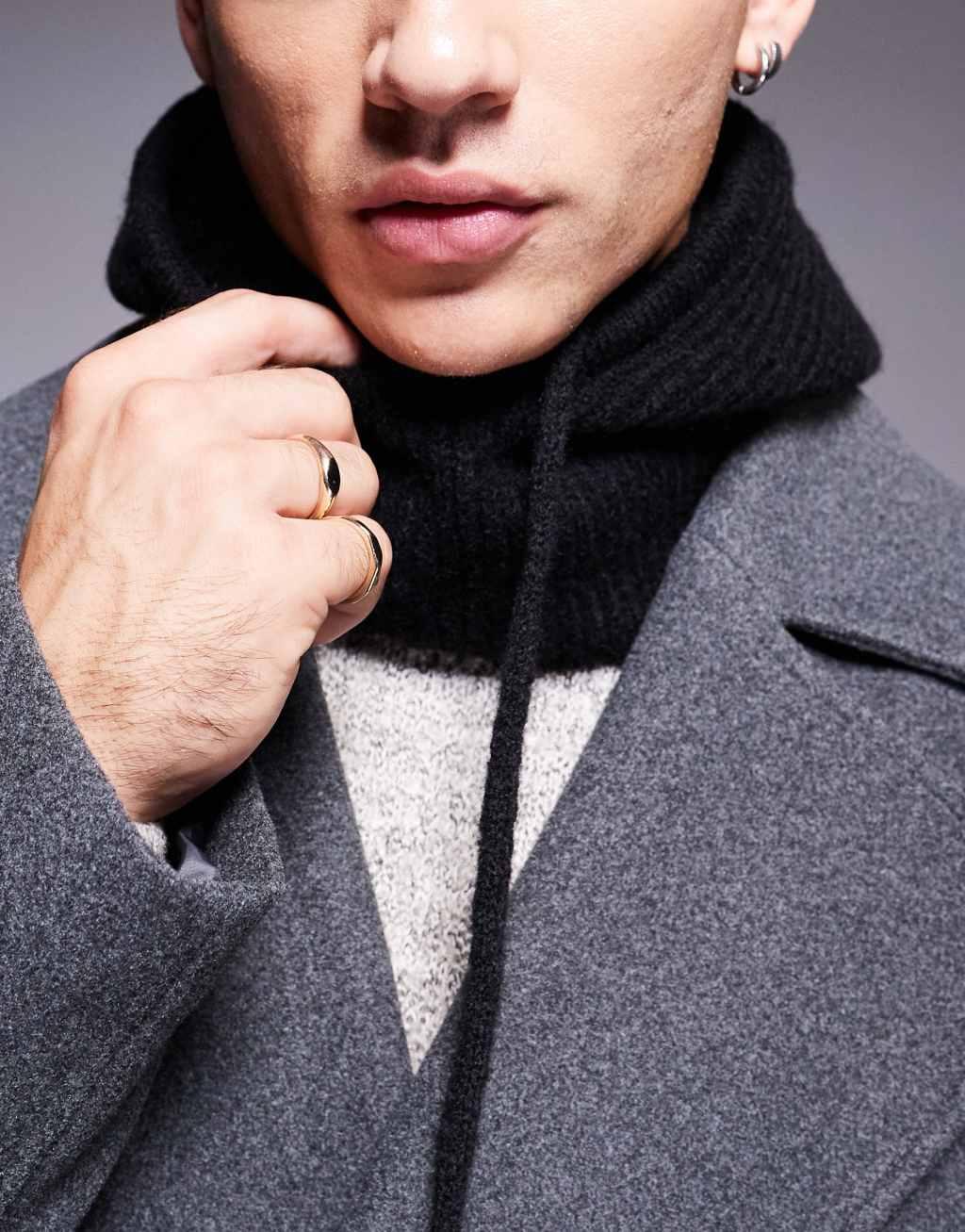 ASOS DESIGN knit hood in black Product Image