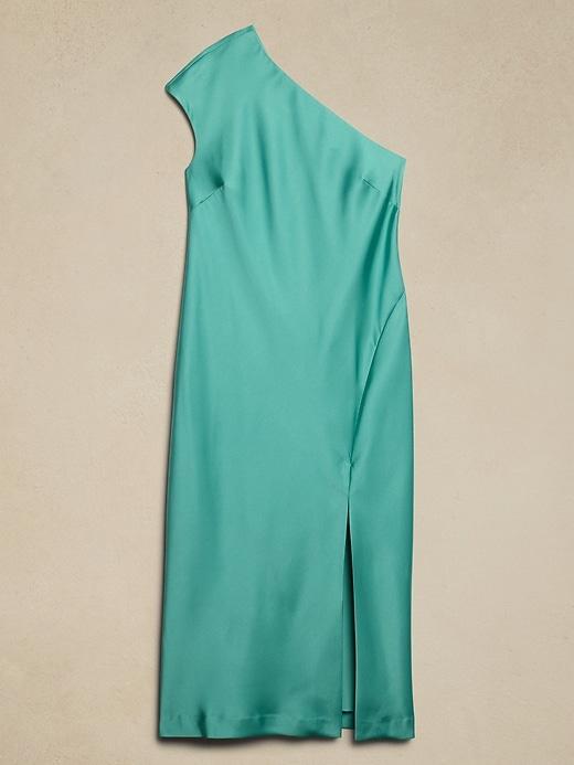 Satin One-Shoulder Midi Dress Product Image