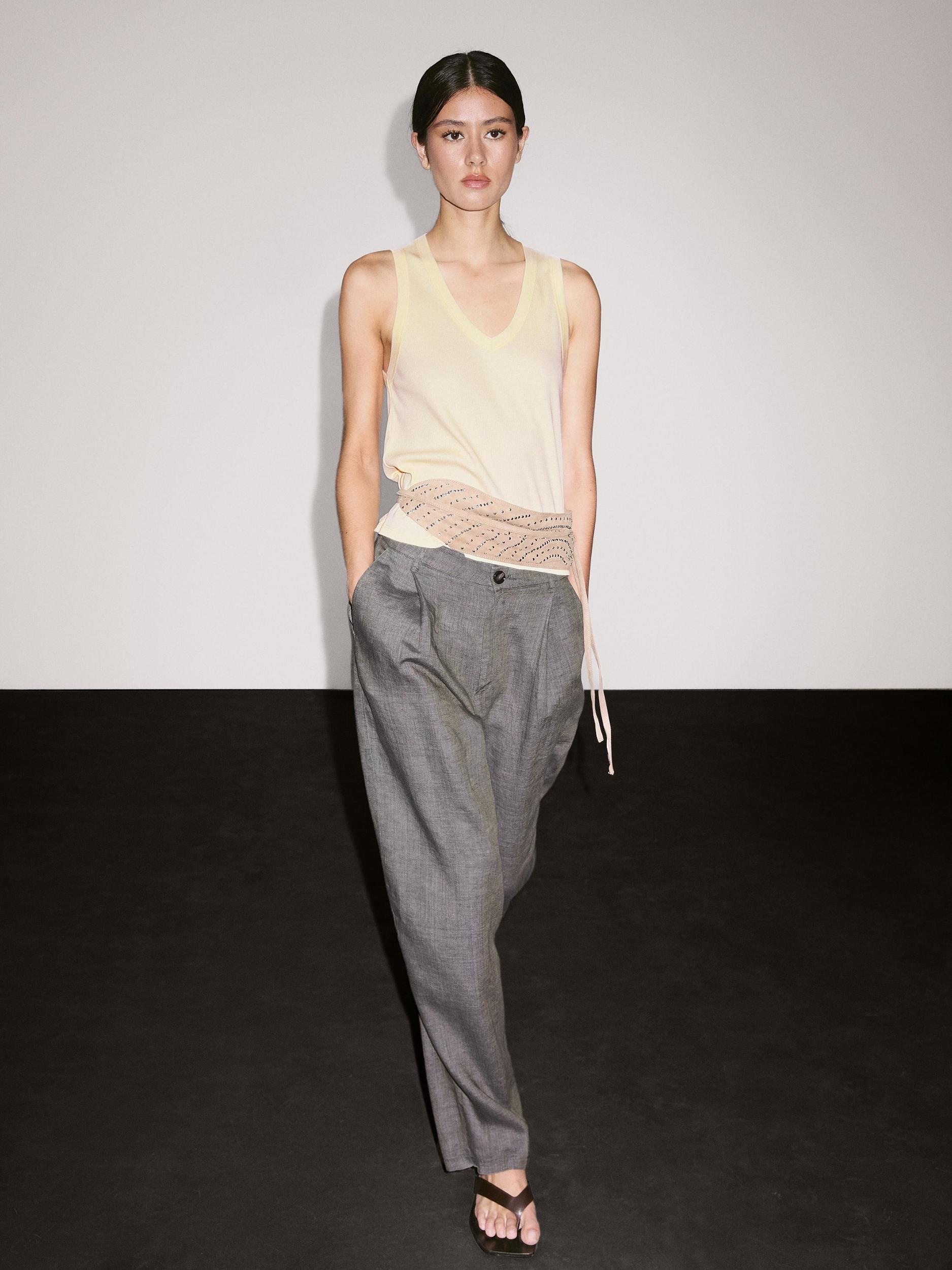 100% linen wide-leg trousers Product Image