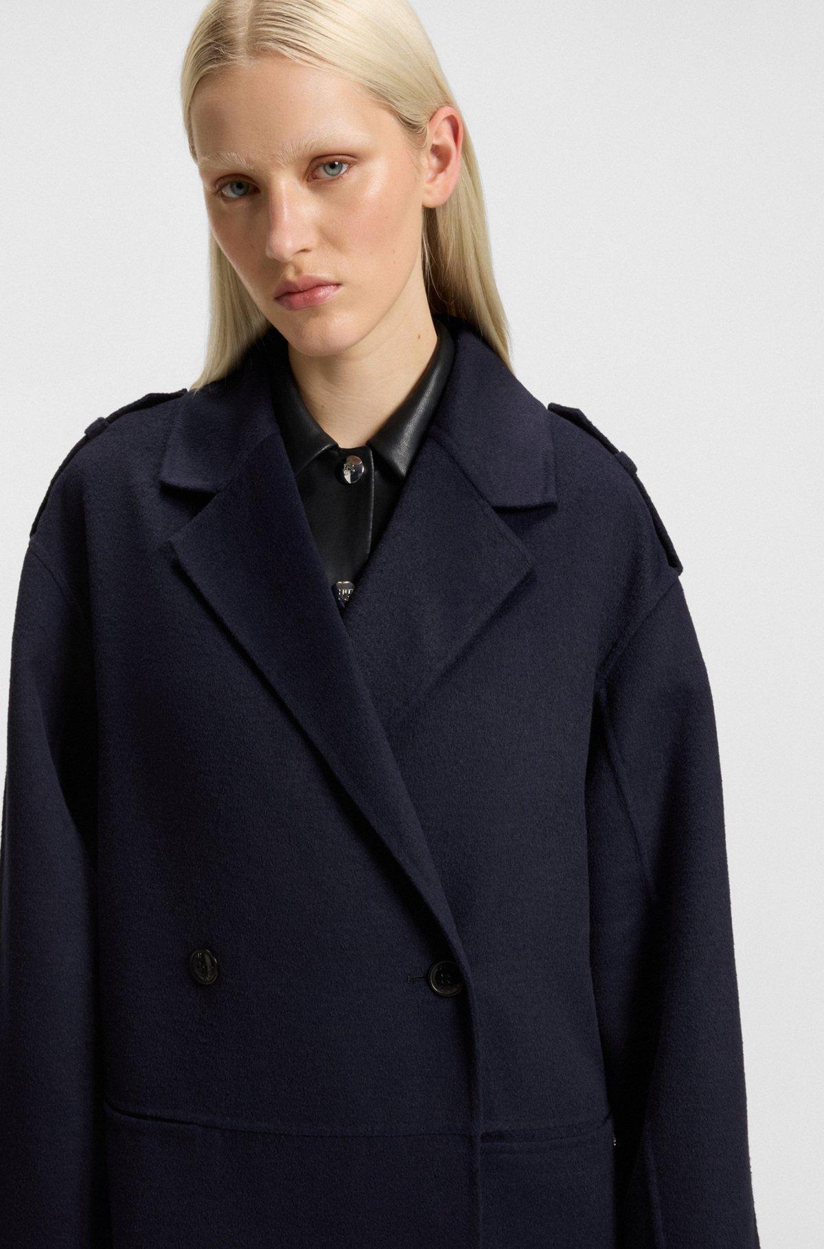 HUGO - Slim-fit coat with double-breasted closure - Dark Blue Product Image