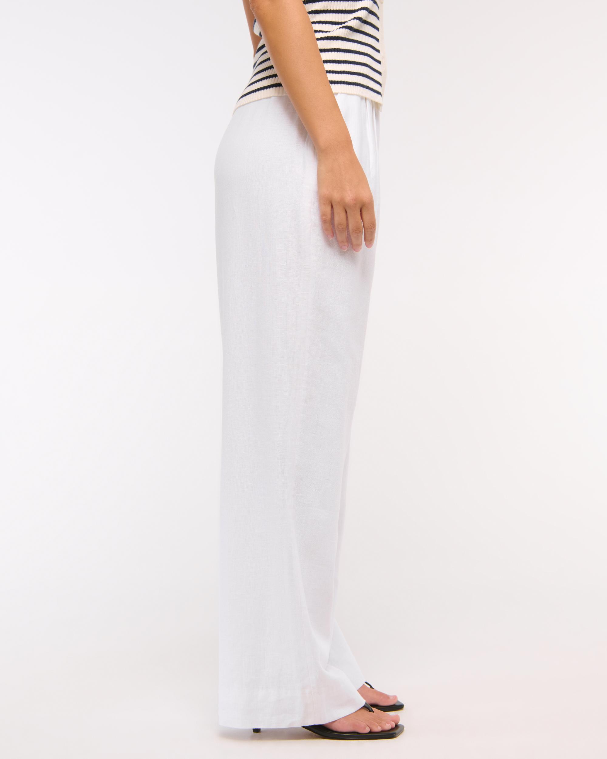 Curve Love A&F Sloane Low Rise Tailored Linen-Blend Pant Product Image