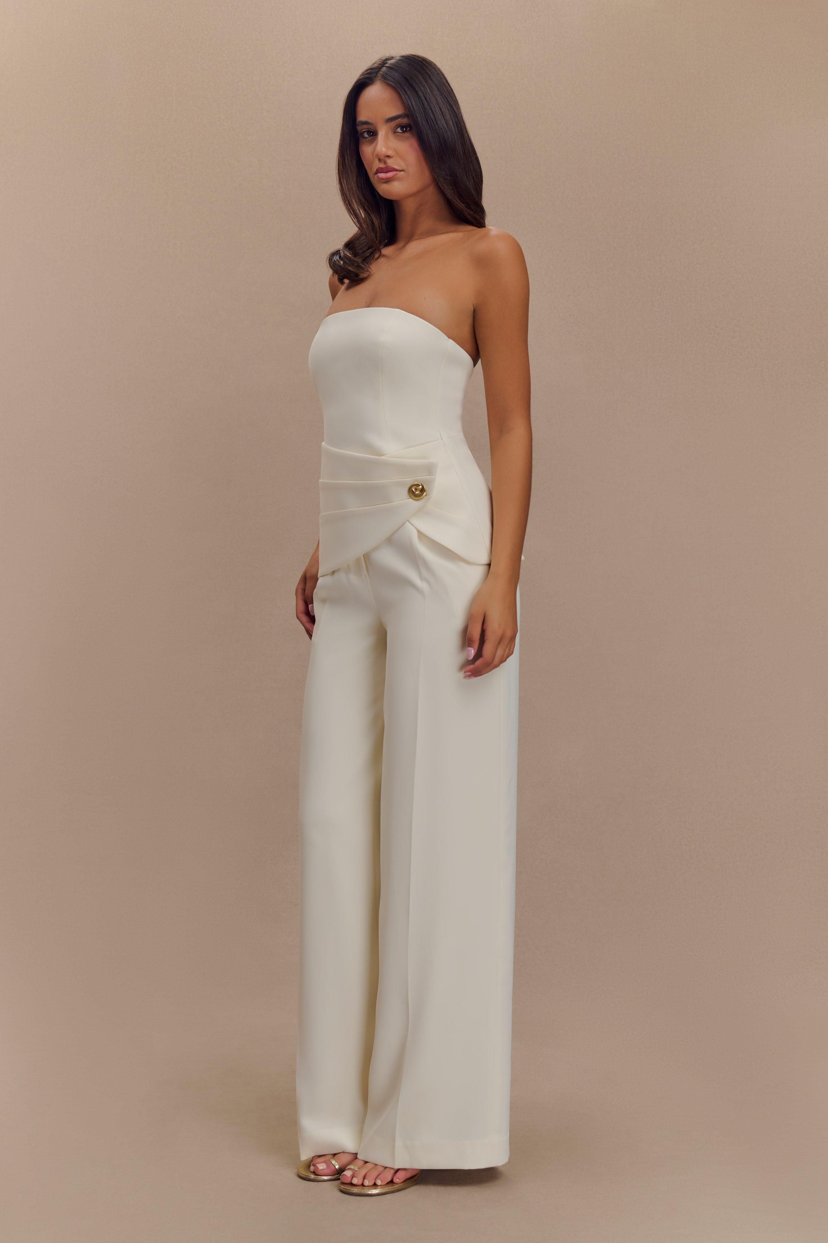 Faith Strapless Suiting Top - Ivory Product Image