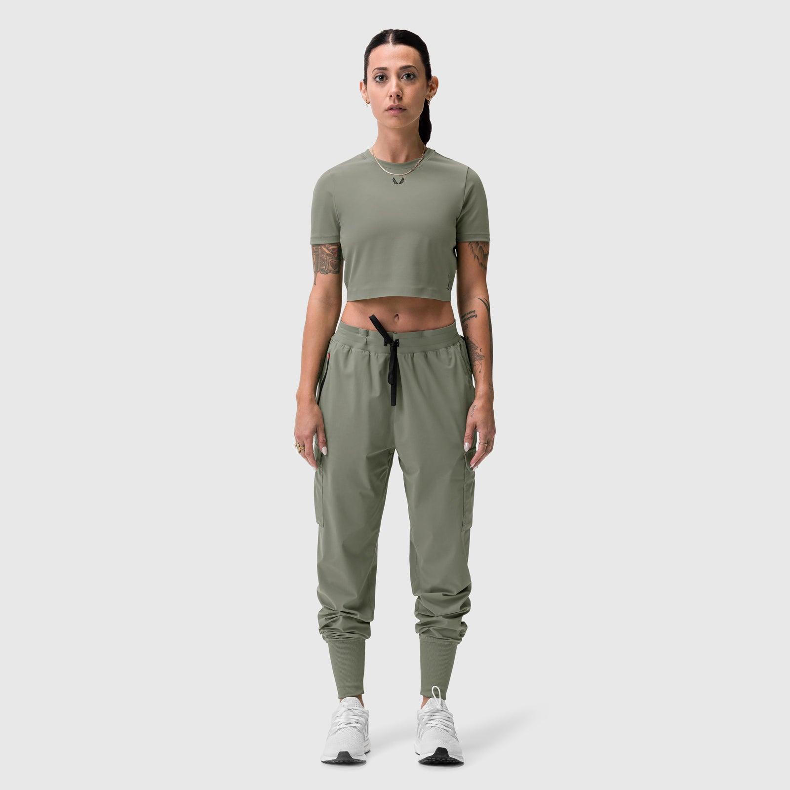 W019. Lycra® Cropped Tee - Sage Product Image