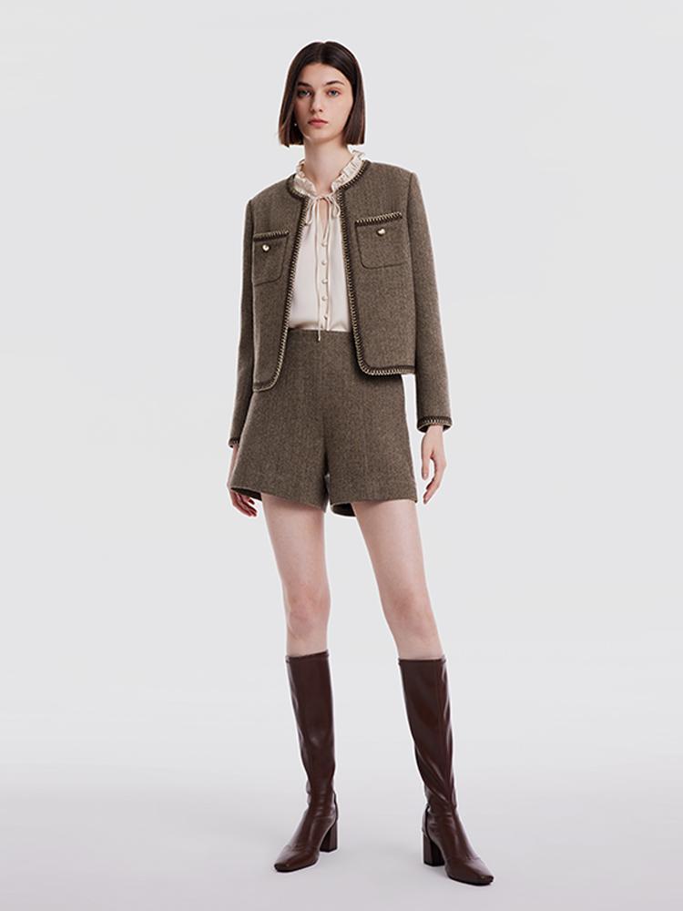 Retro Brown Washable Woolen Jacket Product Image