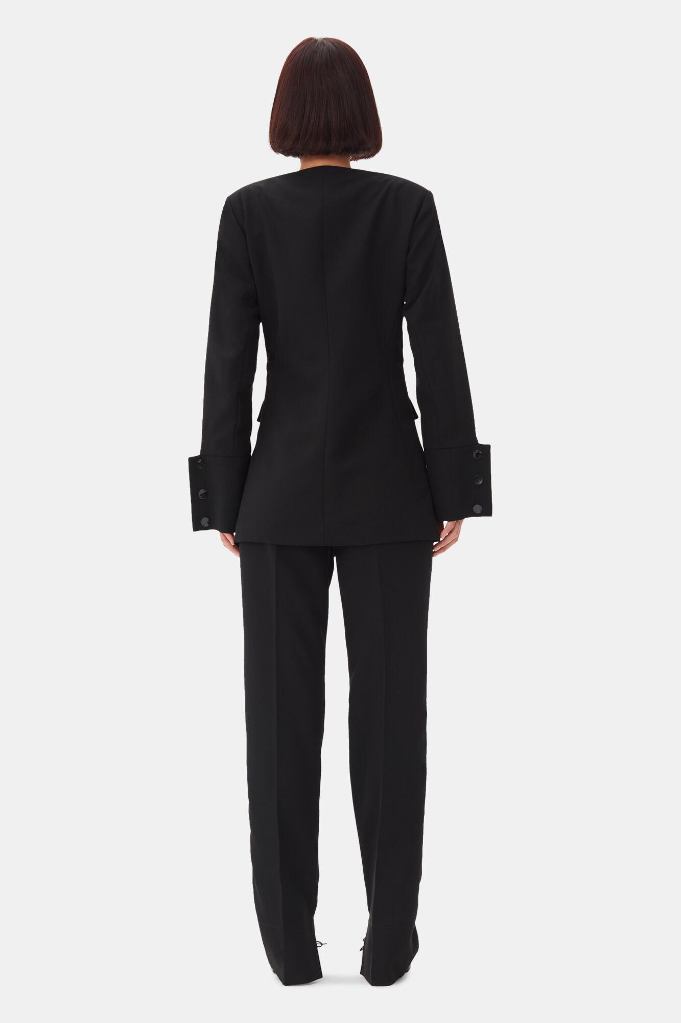 Black Suiting Fitted Blazer Product Image