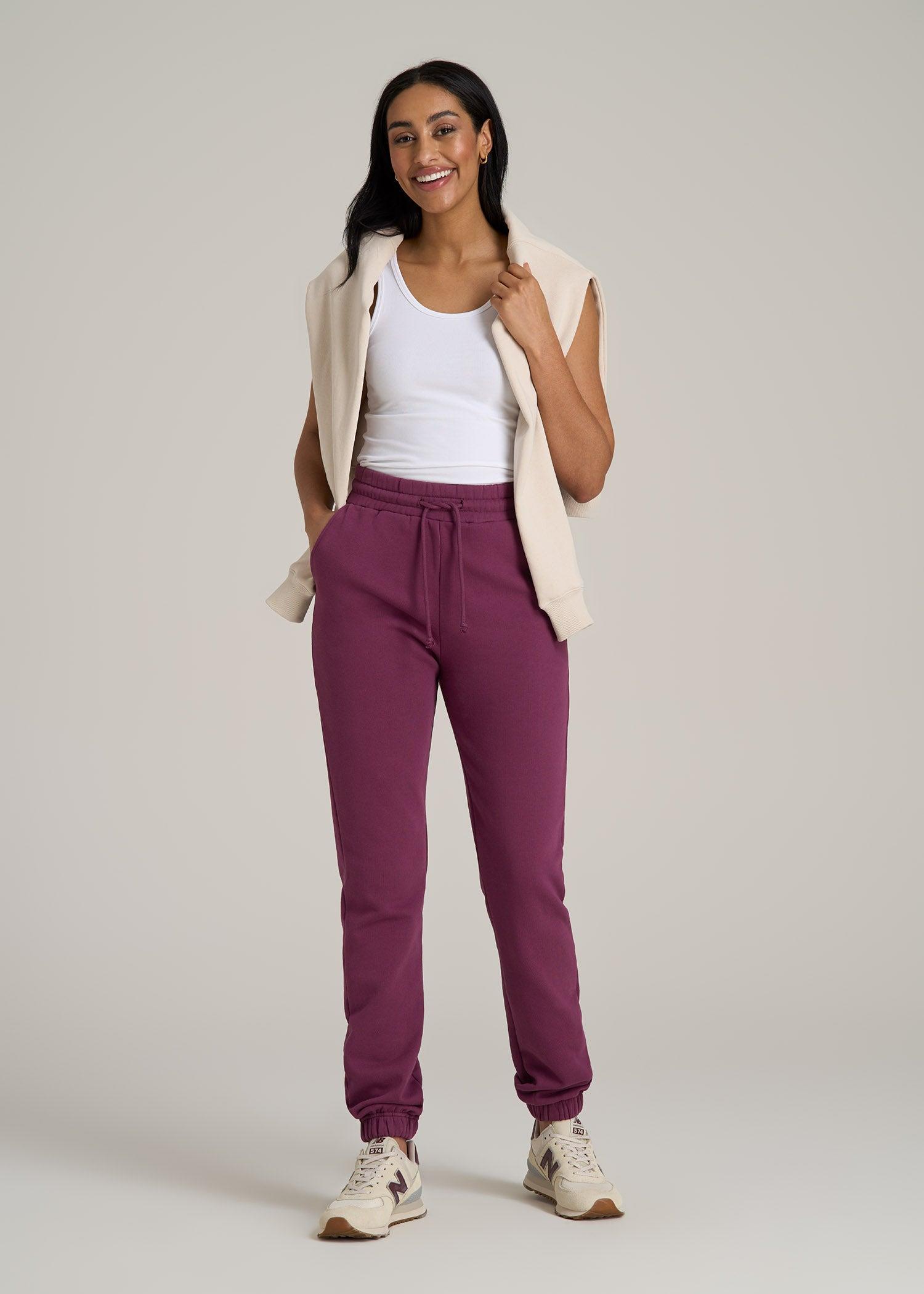 Wearever Fleece SLIM-FIT High-Waisted Women's Sweatpants in Purple Gumdrop Product Image