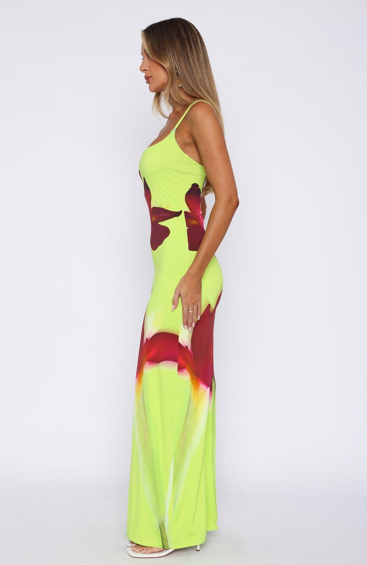 Take A Breath Maxi Dress Lime Blossom Product Image