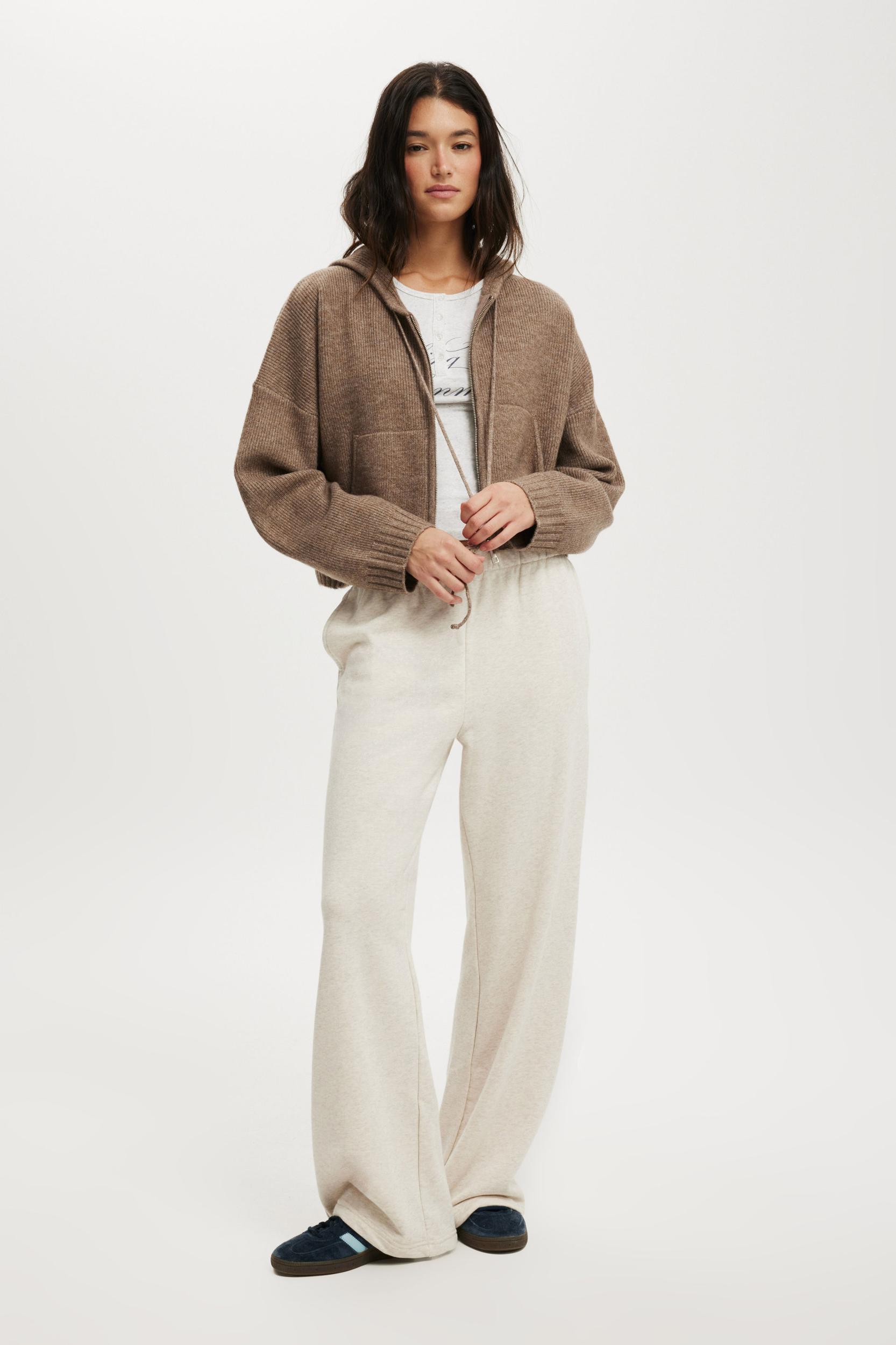 Luxe Cropped Knit Hoodie Product Image