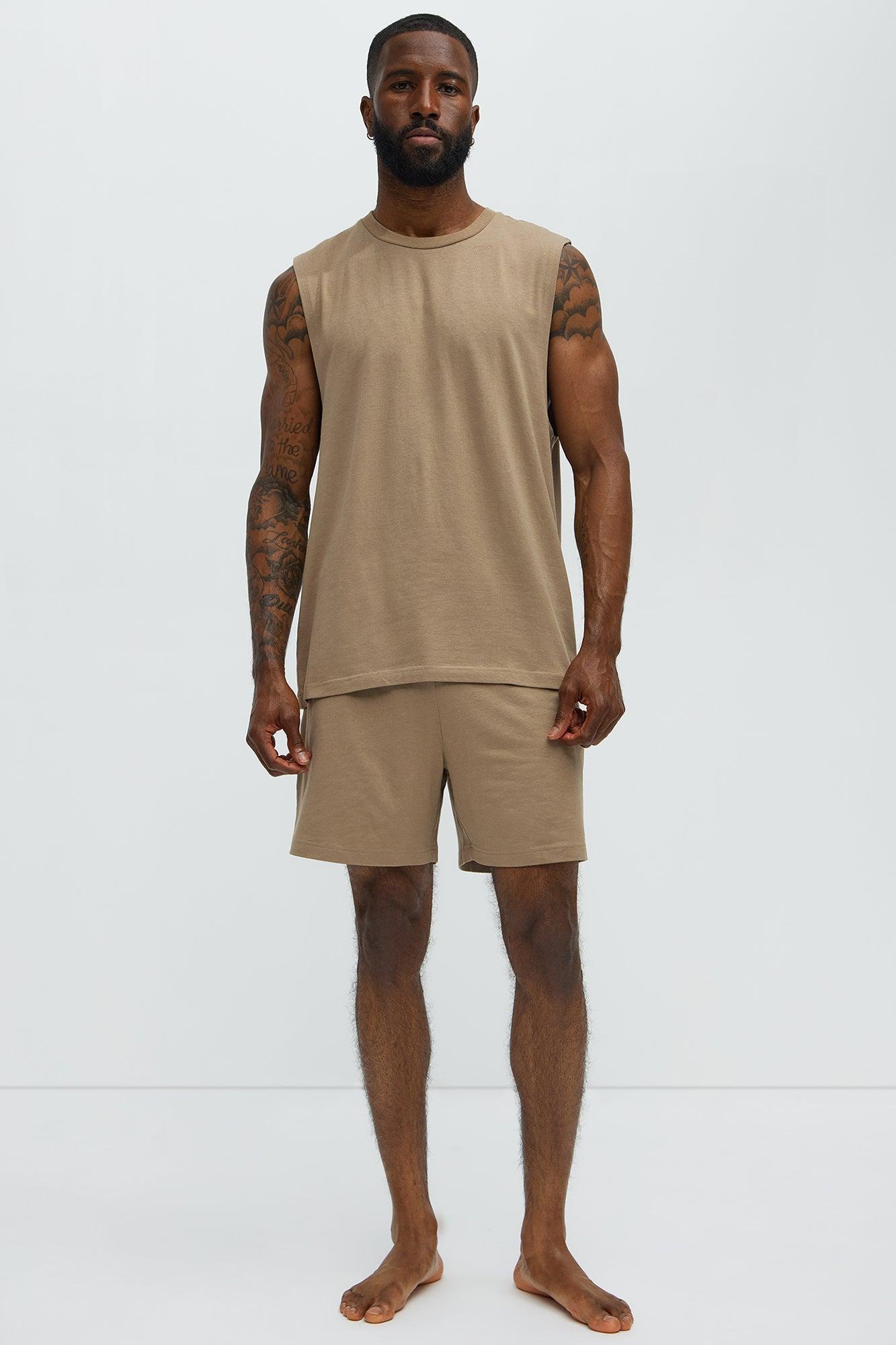 Essential Modal Lounge Sleeveless Muscle Tee - Taupe Product Image
