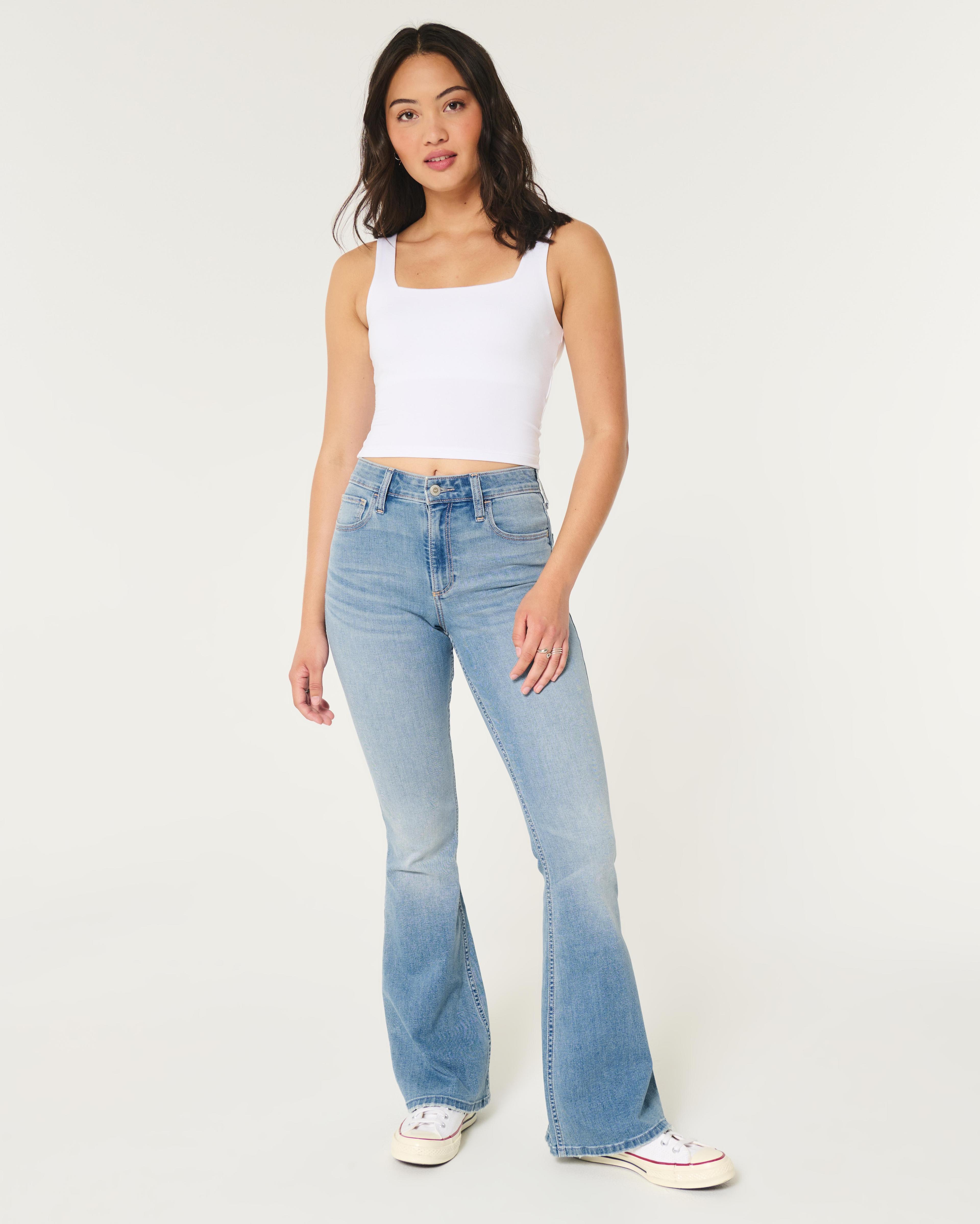 Curvy High-Rise Dark Wash Flare Jeans Product Image