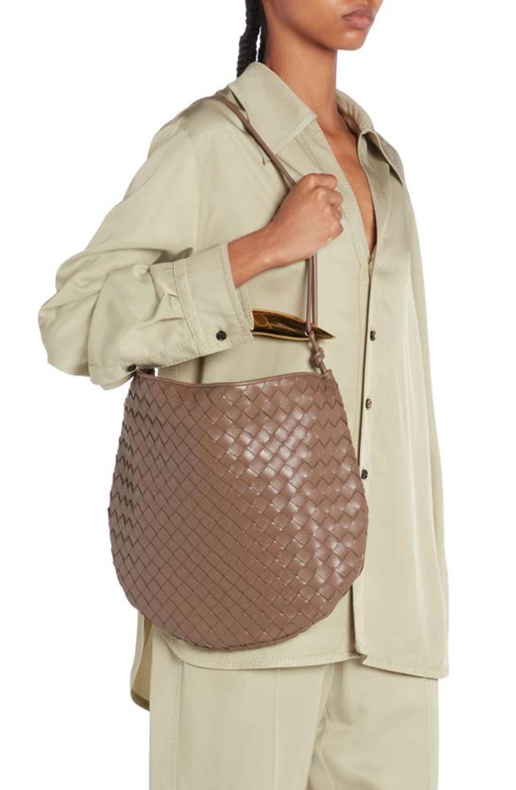 BOTTEGA VENETA Sardine Intrecciato Crossbody Bag In 2562 Taupe Grey-m Brass Product Image