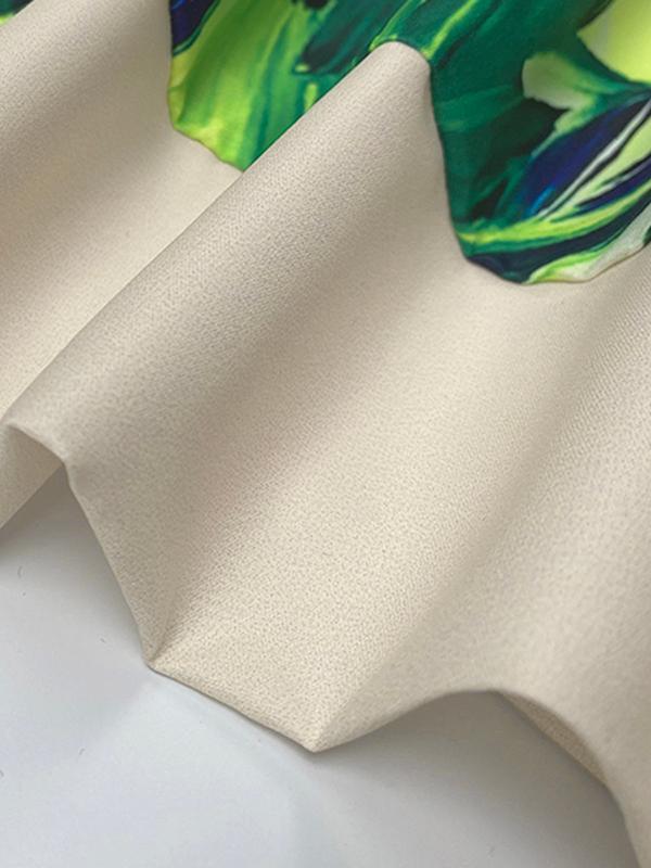 A-Line Loose Buttoned Flower Print Stand Collar Mini Dresses Product Image