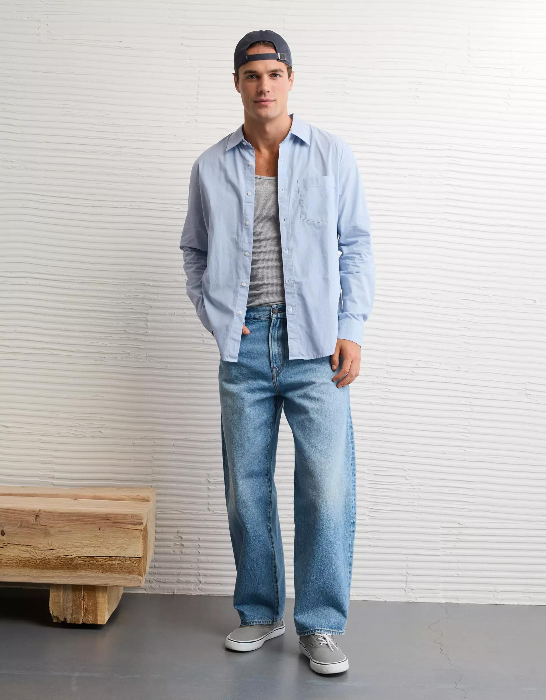 AE Everyday Relaxed Fit Poplin Button-Up Shirt Product Image