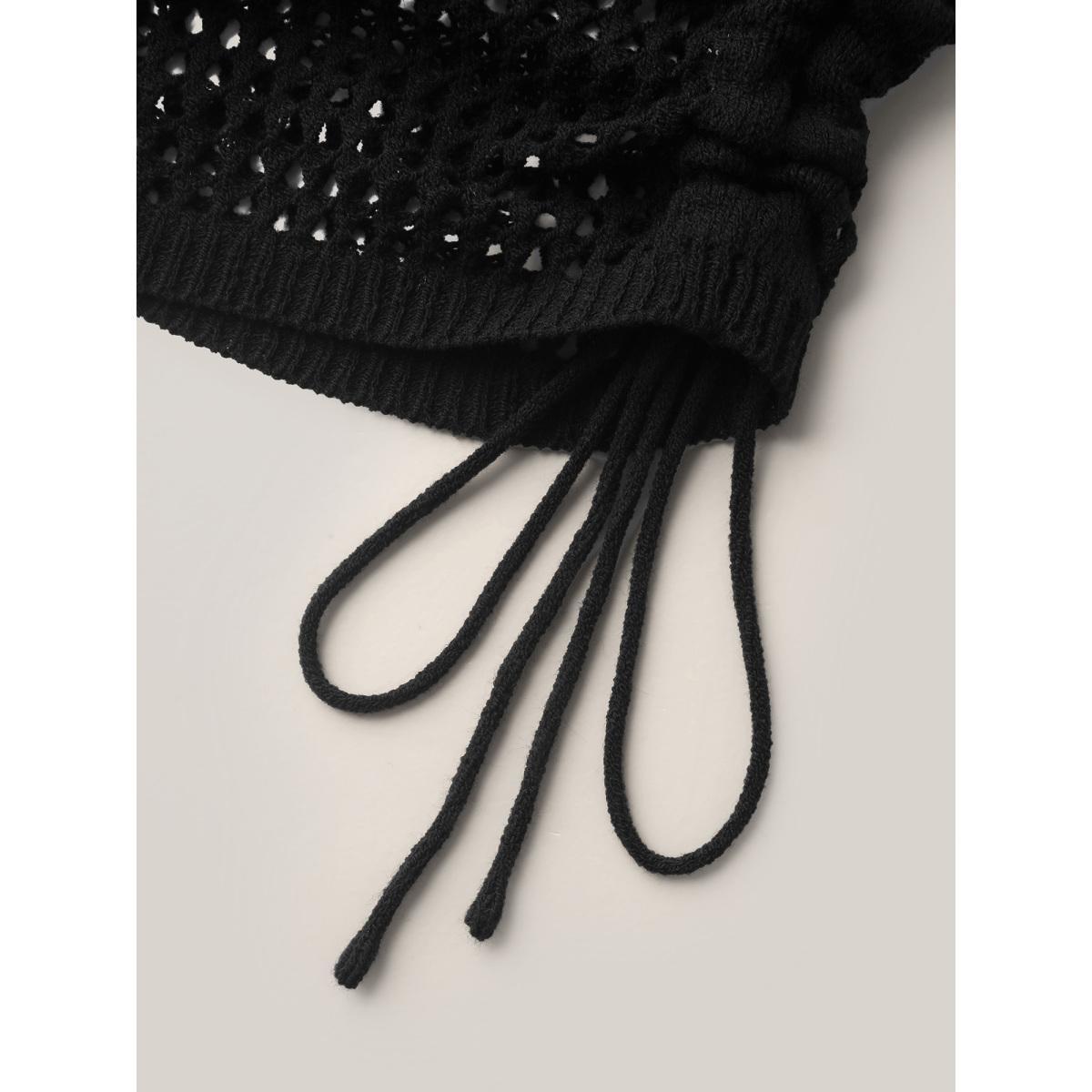 Plus Size Side Drawstring Cut-Out Swim Cover-Up Women's Swimwear Black Curve Swim Cover Ups BloomChic 22-24/3X Product Image