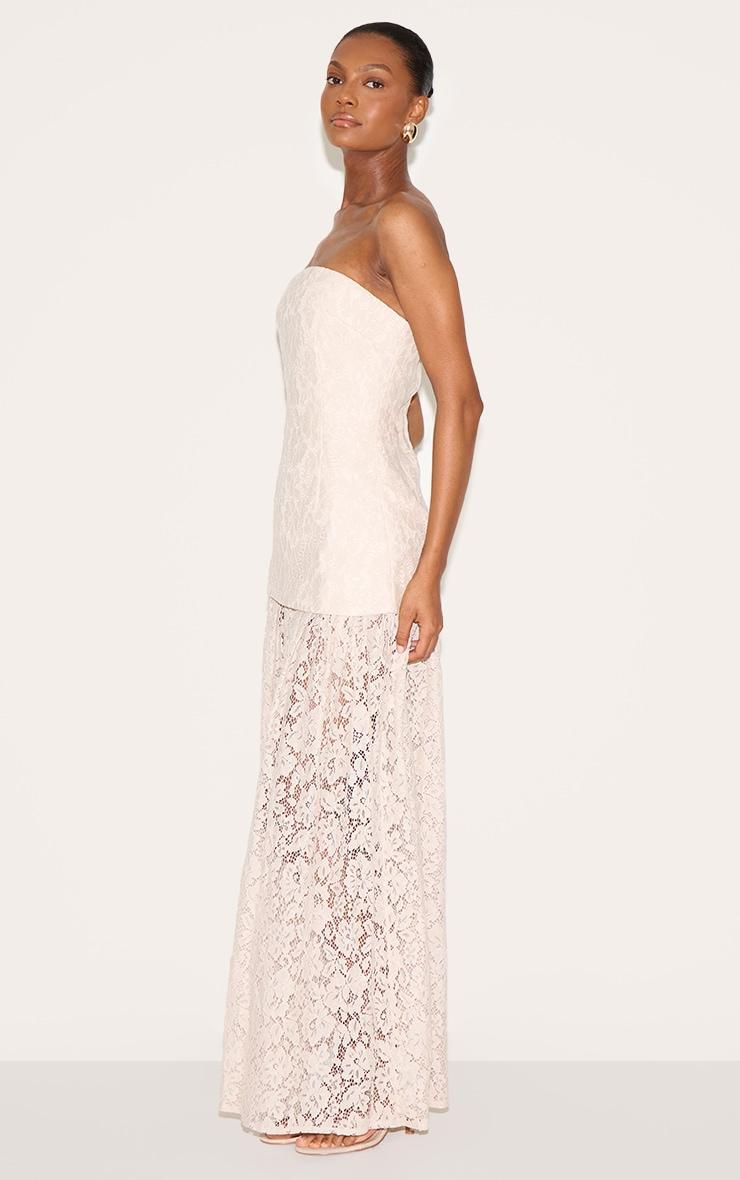 Cream Lace Sheer Skirt Panel Bandeau Midaxi Dress Product Image