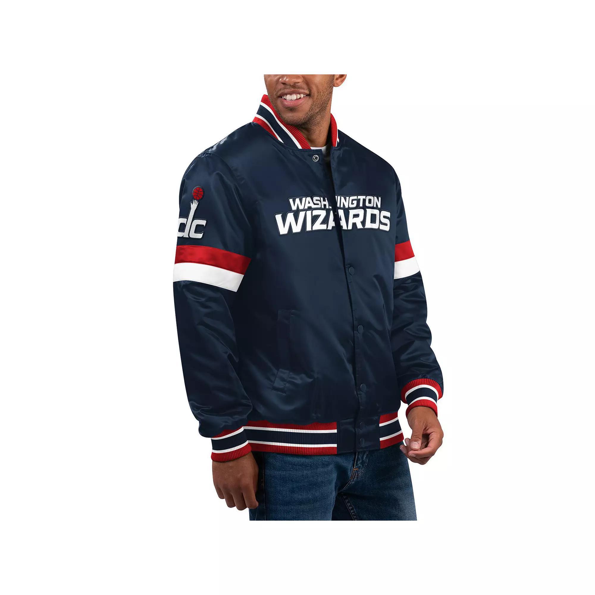 Men's Starter Navy Washington Wizards Home Game Satin Full-Snap Varsity Jacket,  Product Image