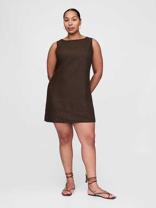 Linen-Blend Mini Shift Dress Product Image