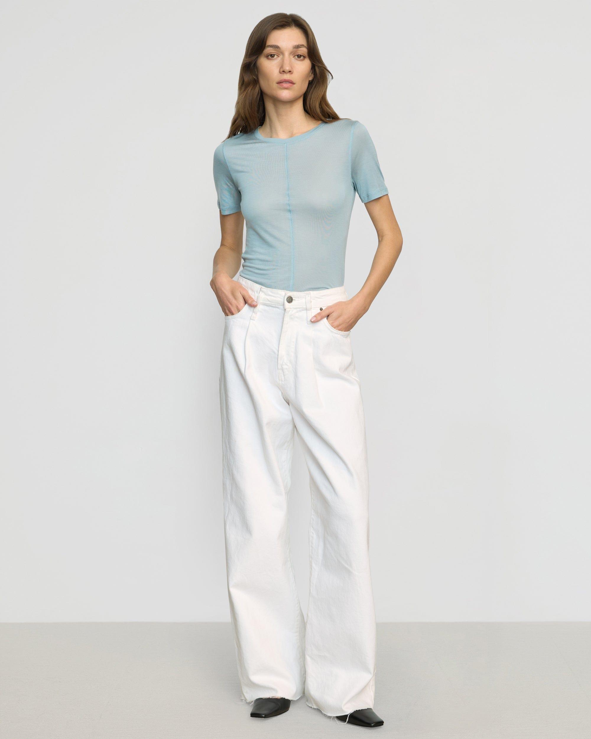 Thea Semi-Sheer Tencel Crew-Neck Tee Product Image