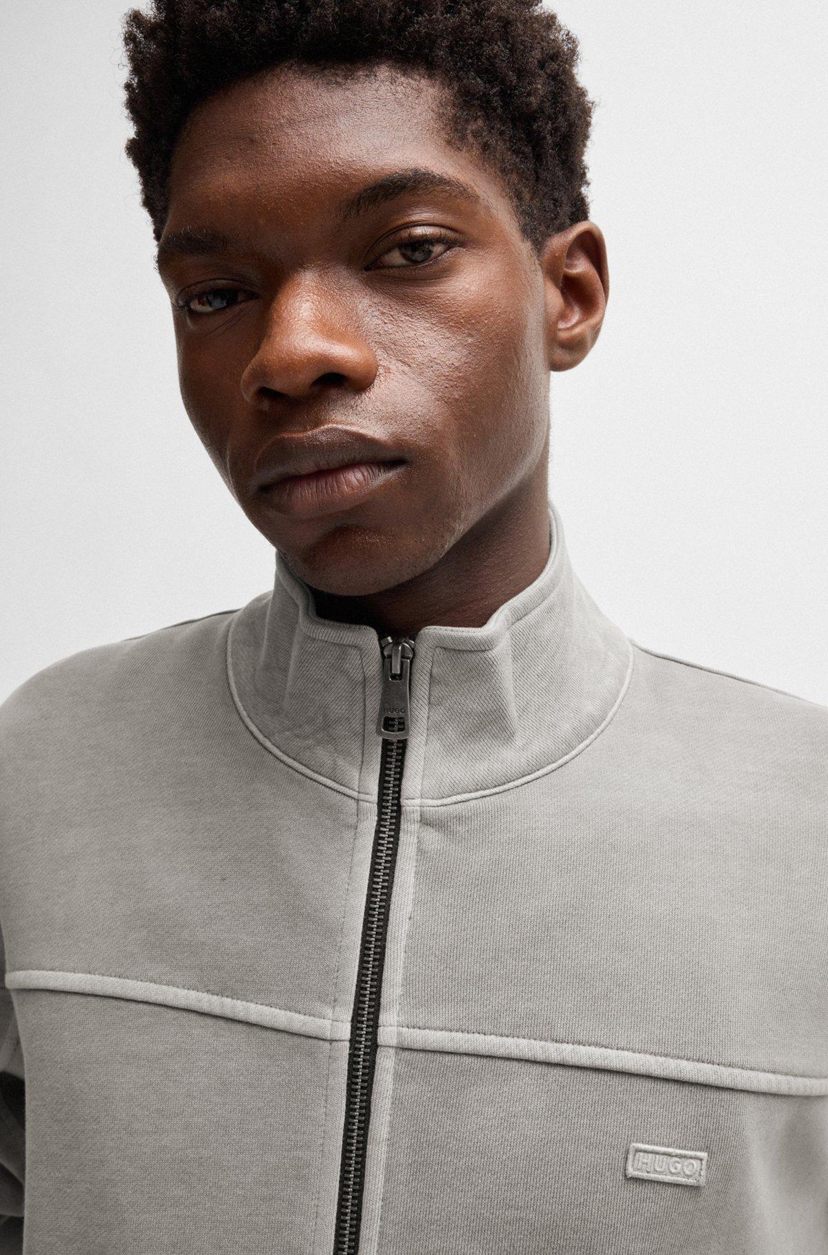 Cotton-terry sweatshirt with topstitched seams Product Image