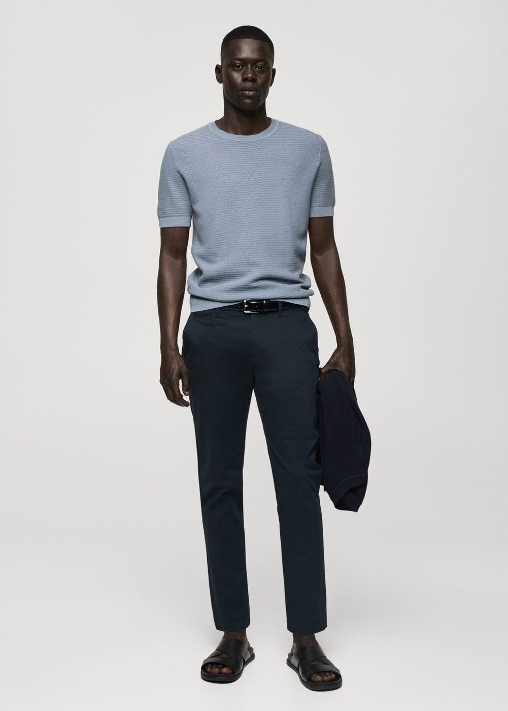 Mango Mens Cotton Tapered Crop Pants Product Image