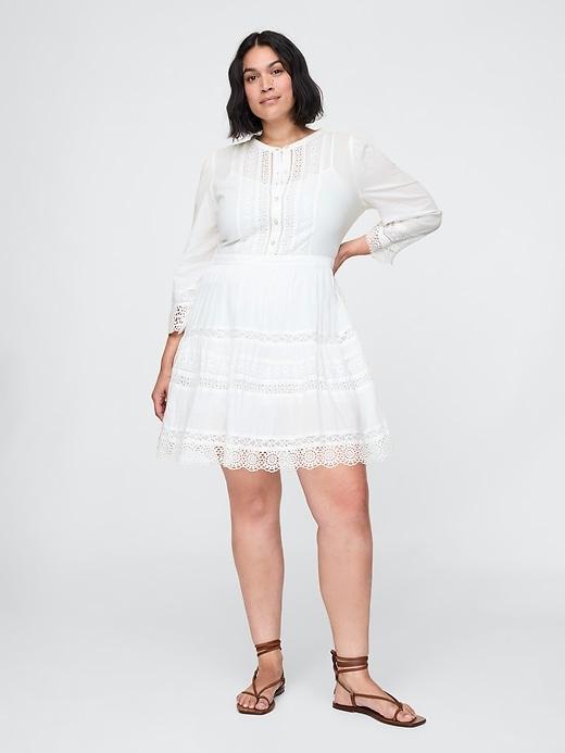 Lace-Trim Mini Dress Product Image