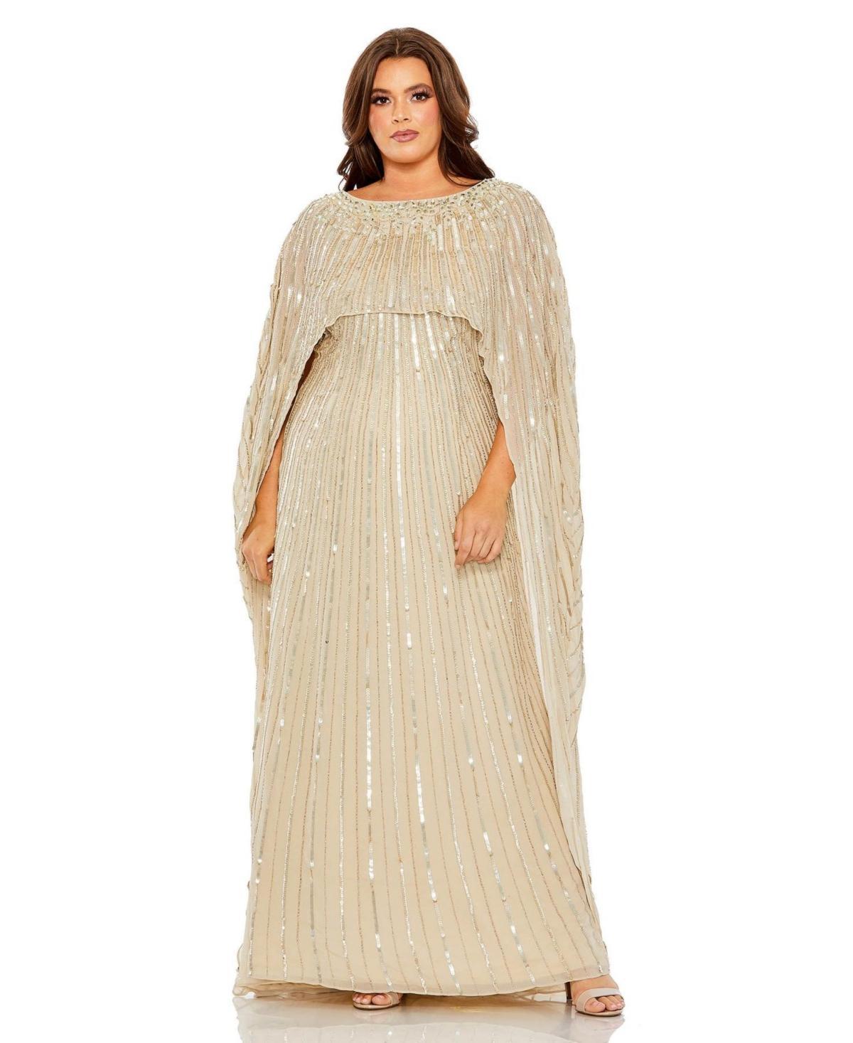 Womens Embellished Cape Gown Product Image