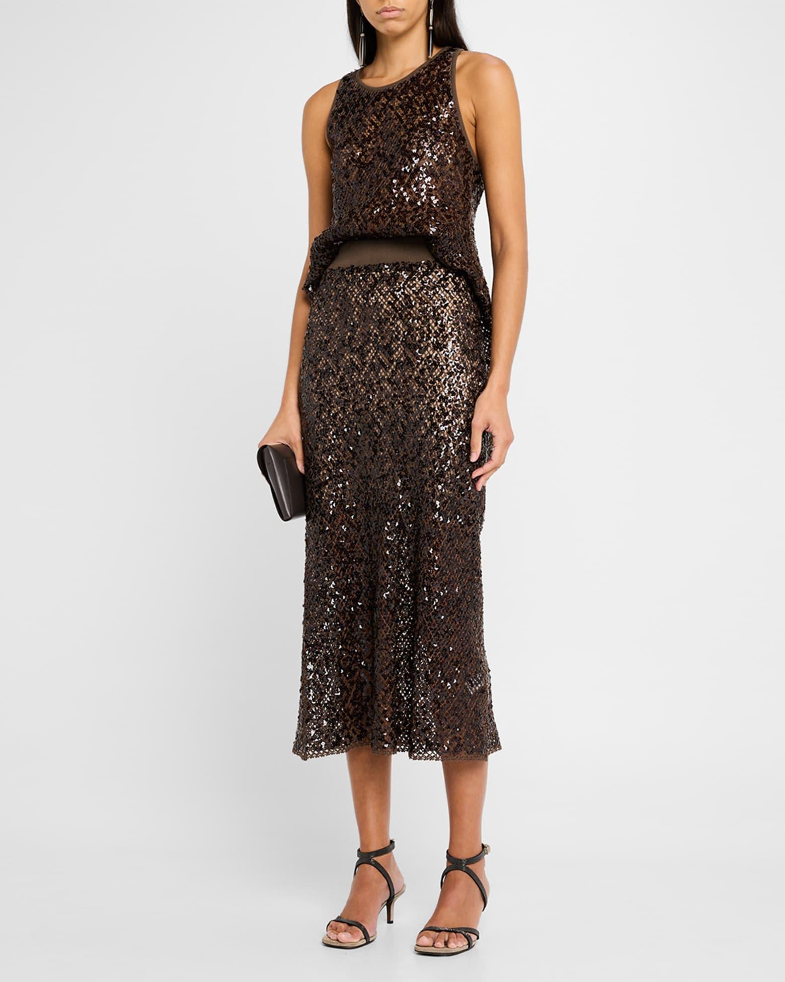 Paillette Net Knit Midi Skirt Product Image