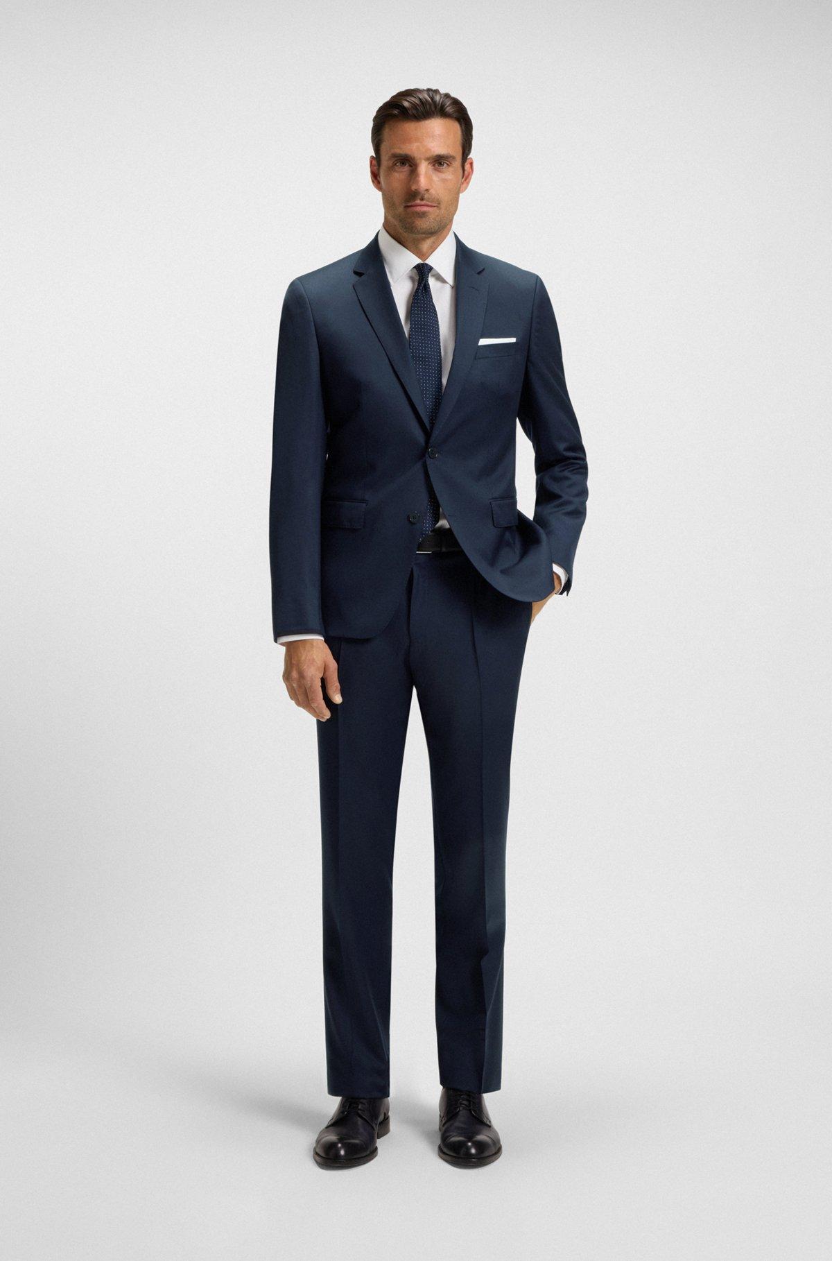 BOSS - Extra-slim-fit pants in virgin-wool serge - Dark Blue Product Image