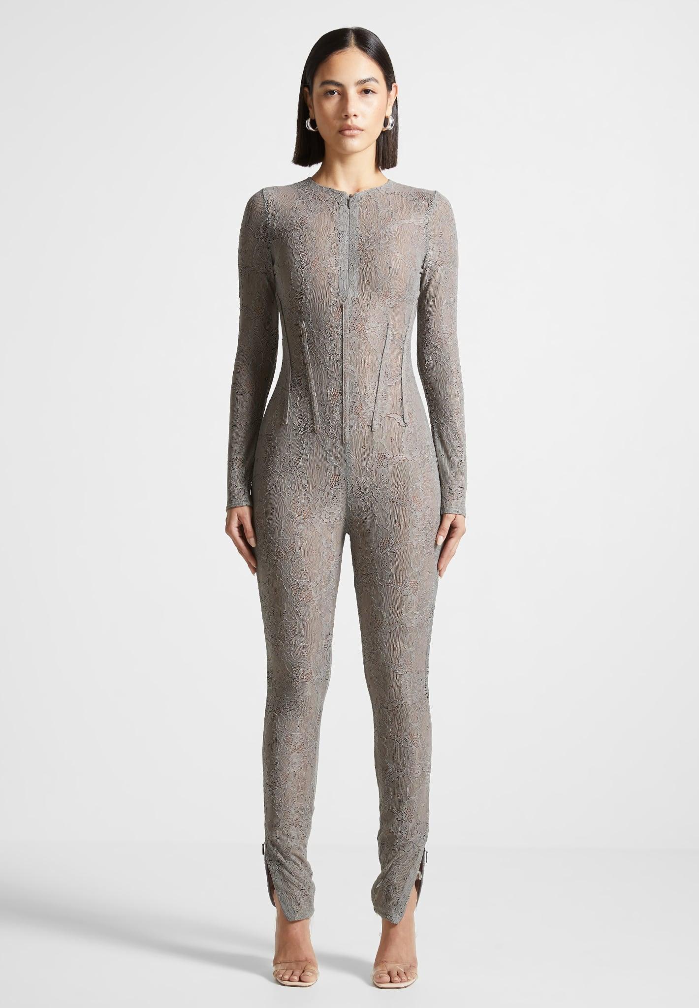 Lace Jumpsuit - Grey Female Product Image