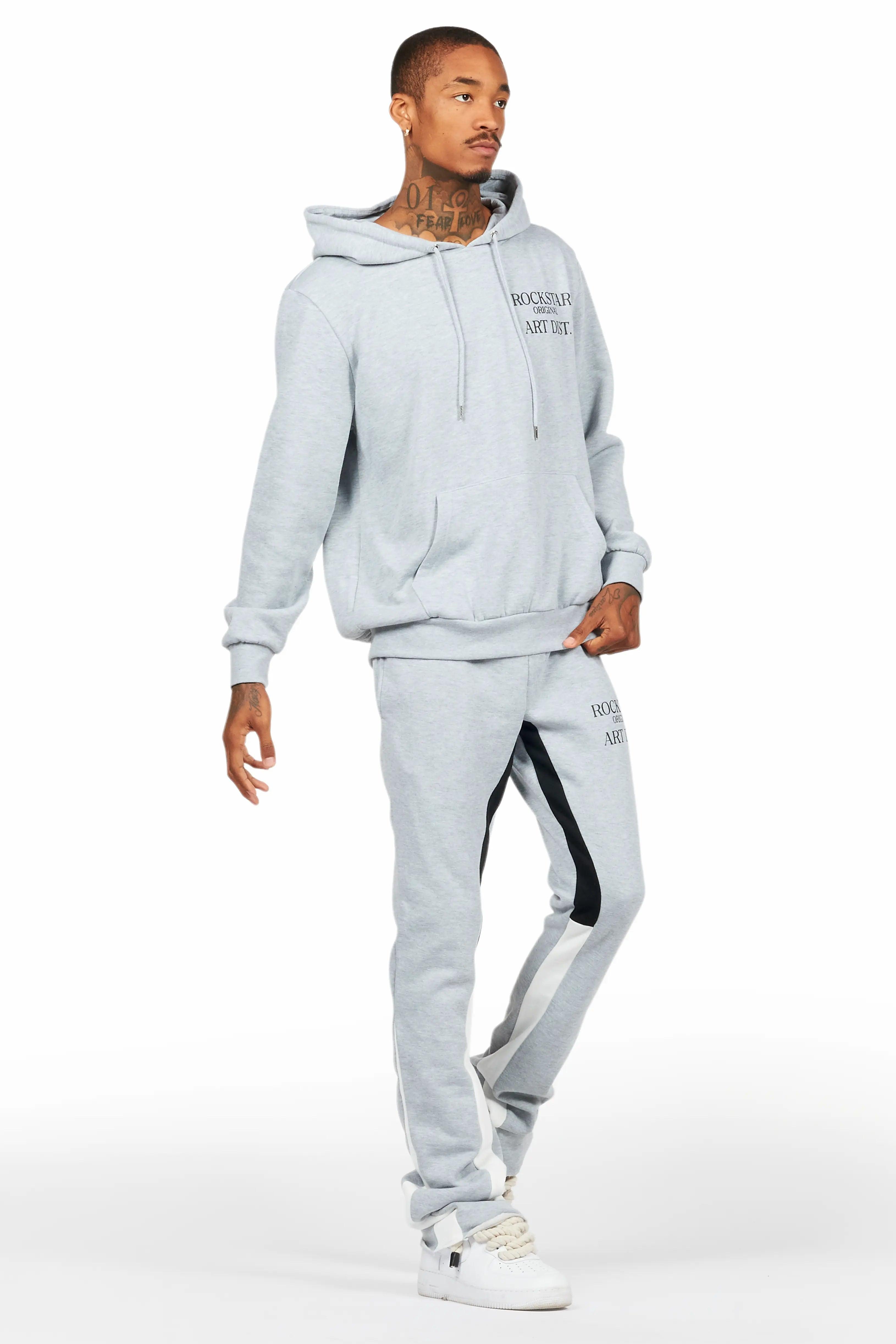 Briggs Heather Grey Hoodie/Stacked Flare Track Set Male Product Image