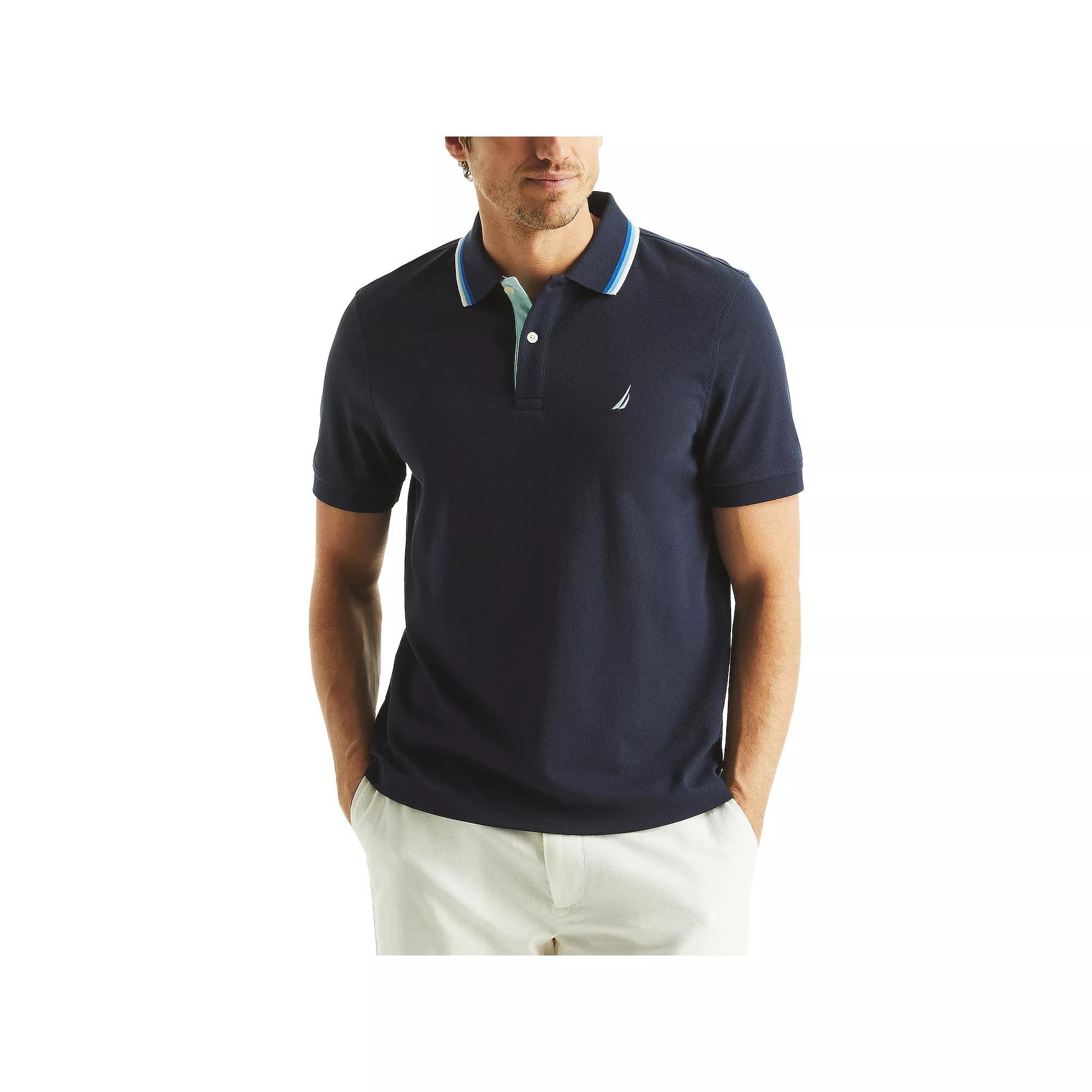 Men's Nautica Classic Fit Interlock Polo, Size: XL, Blue Seas Product Image