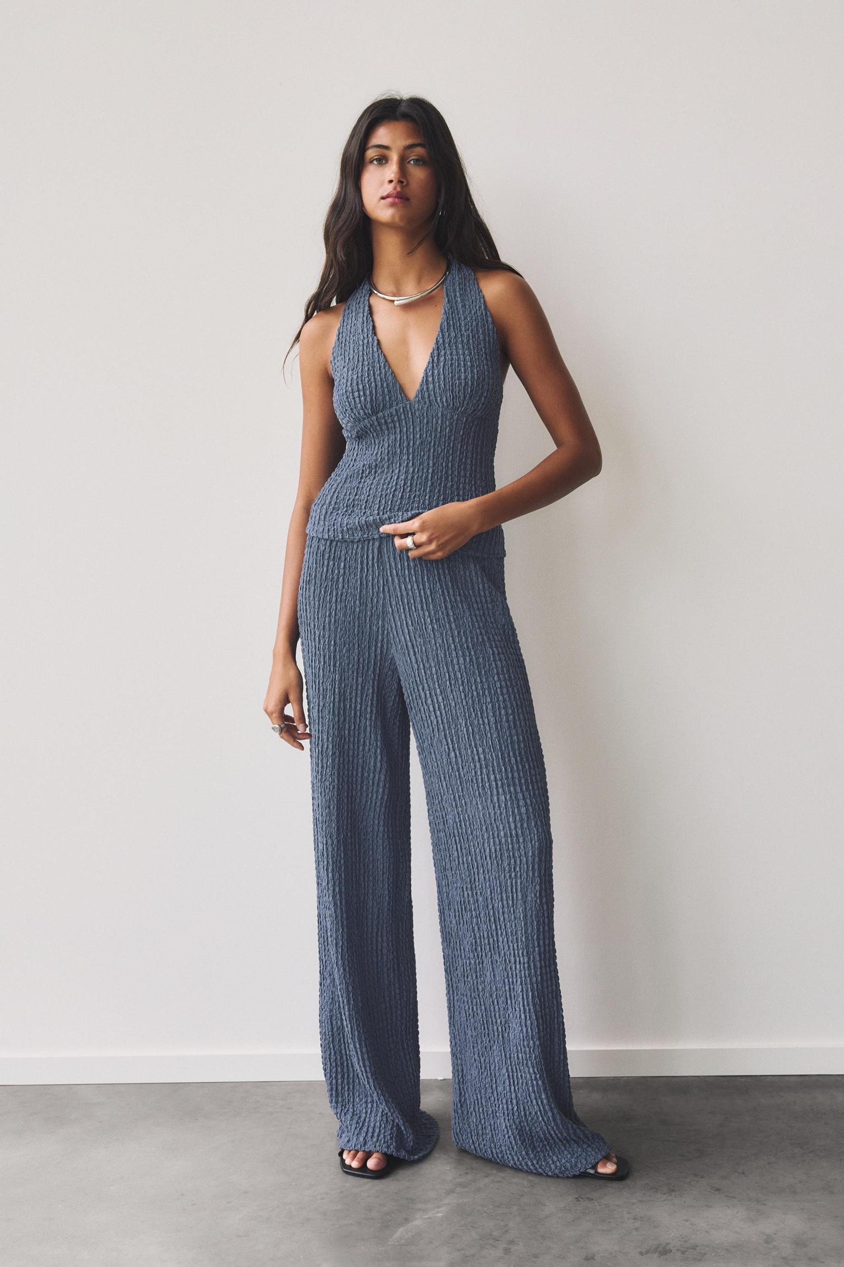 Creased-effect halter top Product Image