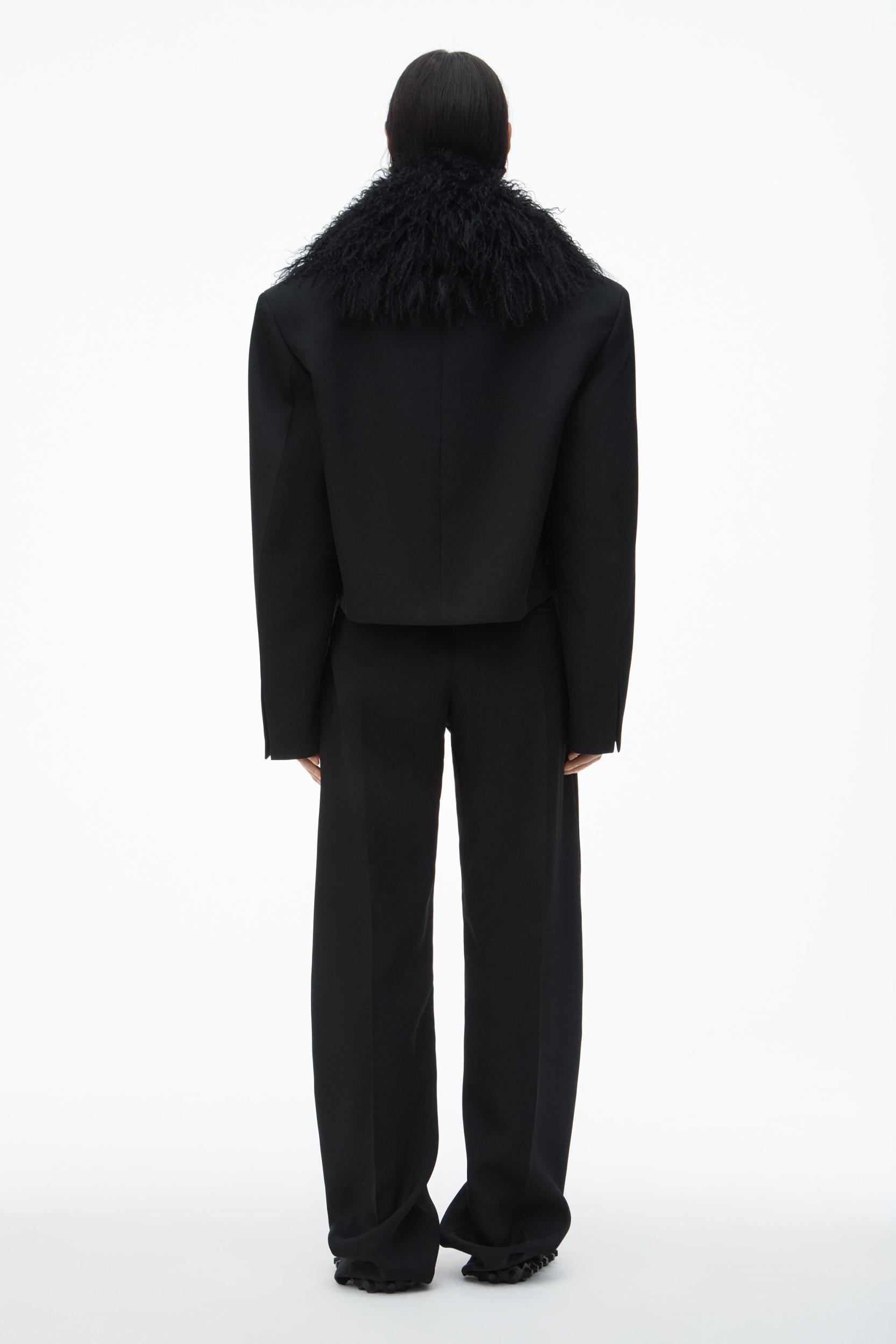 Cropped Blazer With Mongolian Fur Product Image