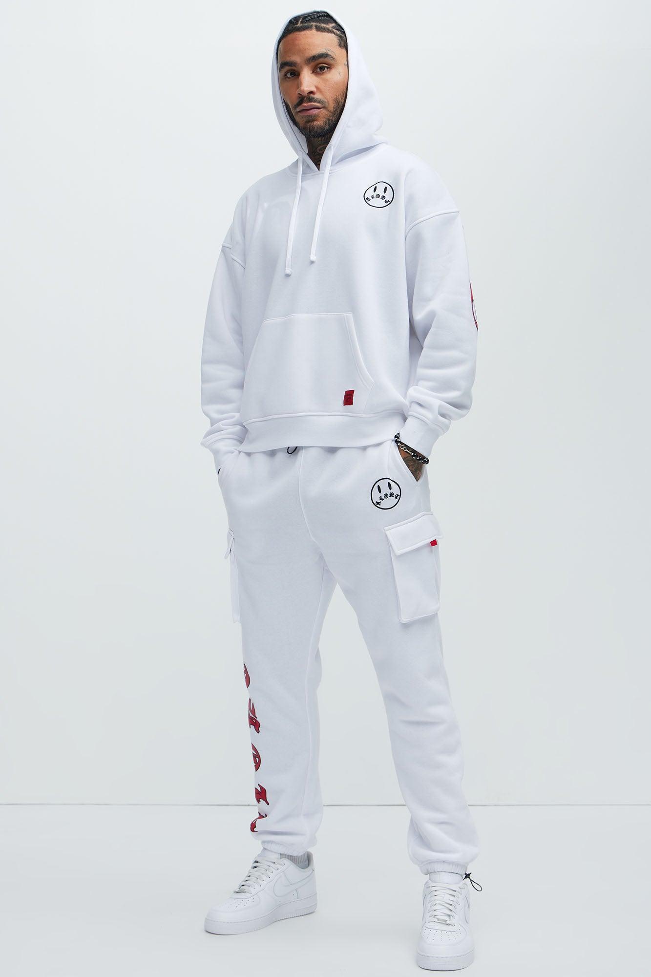 Never Alone Cargo Sweatpant - White Product Image